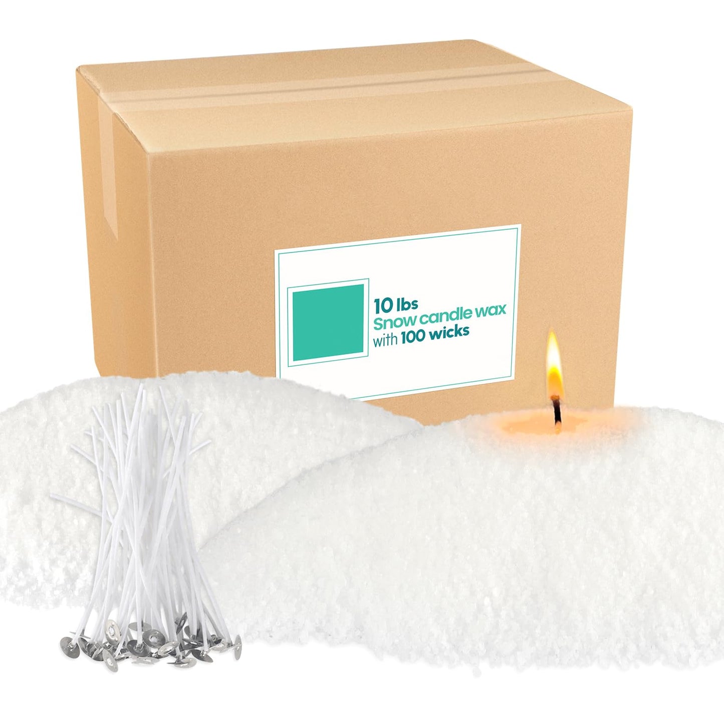 CLTNIKET 10LB Natural Pearled Candle Making Kit with 100 Cotton Wicks, Reusable and Refillable Pearled Candles for DIY Sand Candle Making
