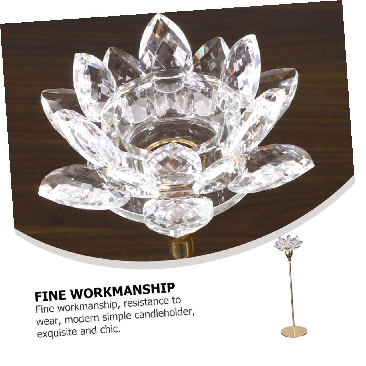 SUPVOX Metal Candlestick Holder Small Crystal Lotus Design, Romantic Wedding Candle Stand Ornament for Dining Room Decor