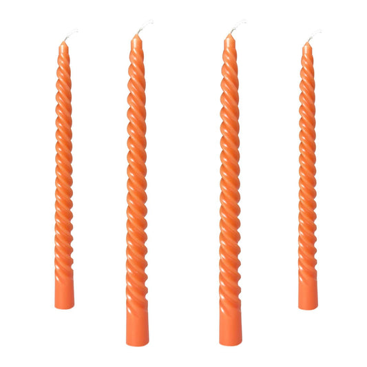 Taper Candles,10 inch-Set of 4 Metal StyleTapered Candles, Long Candle,Tall Candlesticks, Long Candle Sticks,Spiral Taper Candle,Home Dinner, Party, Wedding, Halloween (4, Orange, 10 inch)