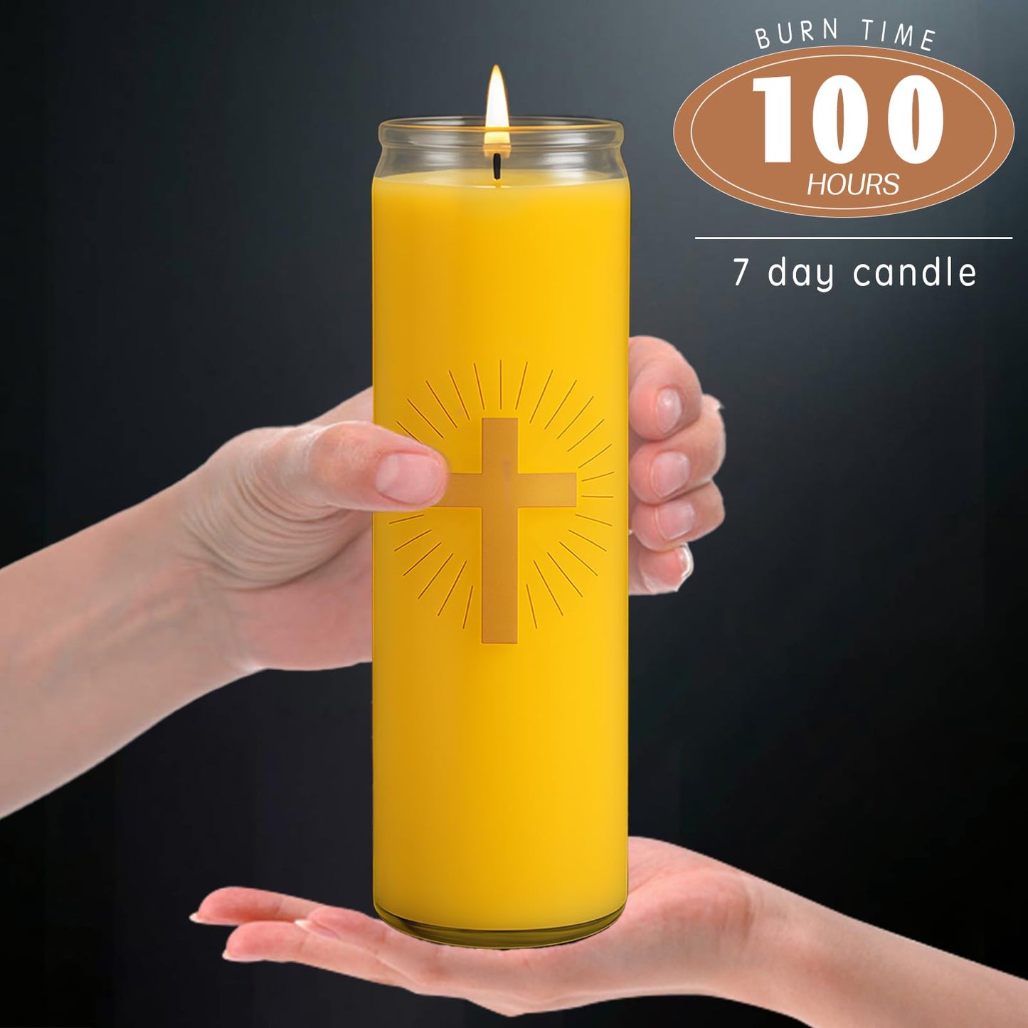 4 Packs Beeswax Prayer Candles, 7 Day Devotional Candles in Glass with 100 Hours Long Burn Time, Natural Scented Memorial Candles Religious Candle for Catholic, Vigil, Church