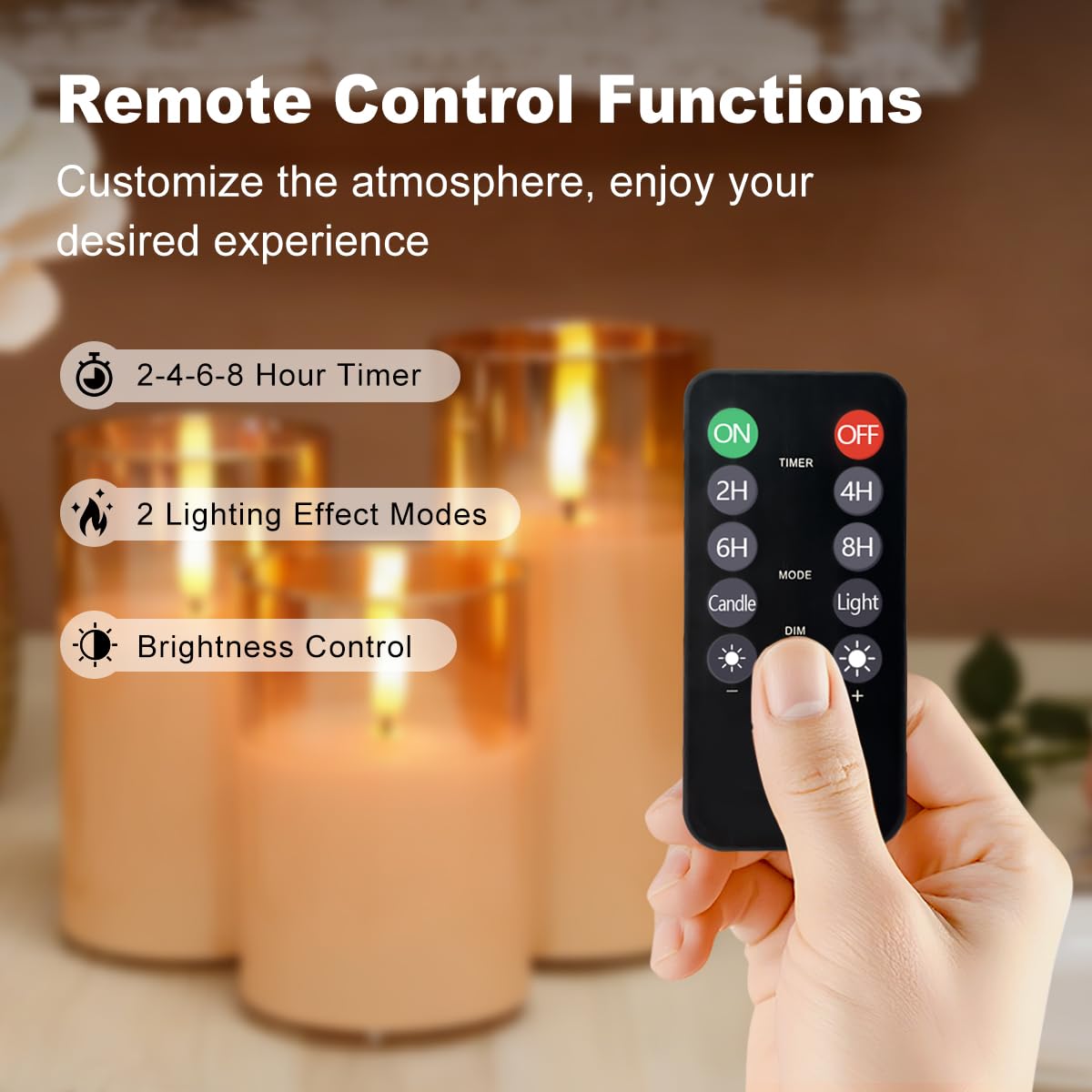 NICE POINT Rechargeable Flameless LED Gold Glass Candles–Luminous Real Wax Indoor Home Decor–Set of 3, Realistic Flickering LED Flame,Remote & Timer,Ideal for Living Room, Bedroom & Festival Décor