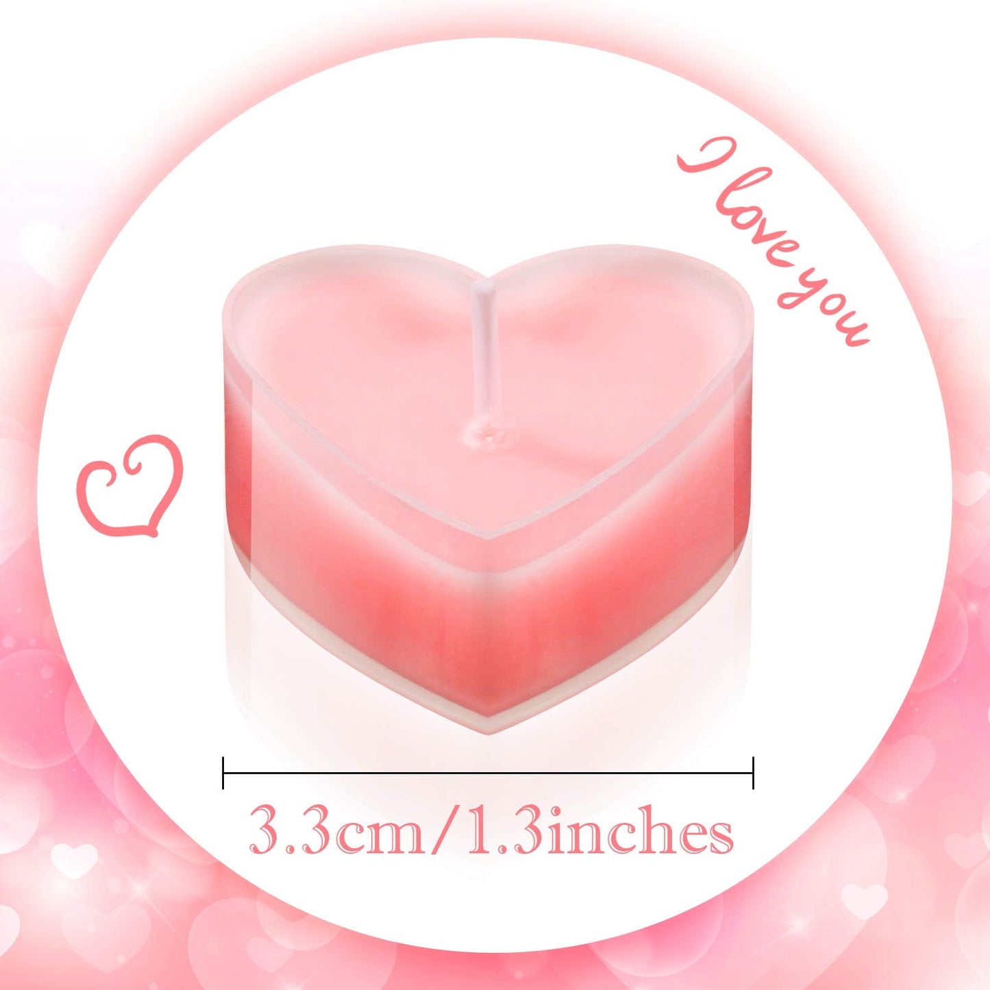 Nuanchu 18 Pieces Valentine's Day Heart Shape Candles Tealights Candle Love Tea Light Candles for Wedding Table Centerpiece Dinner Cake Decor Party Favor
