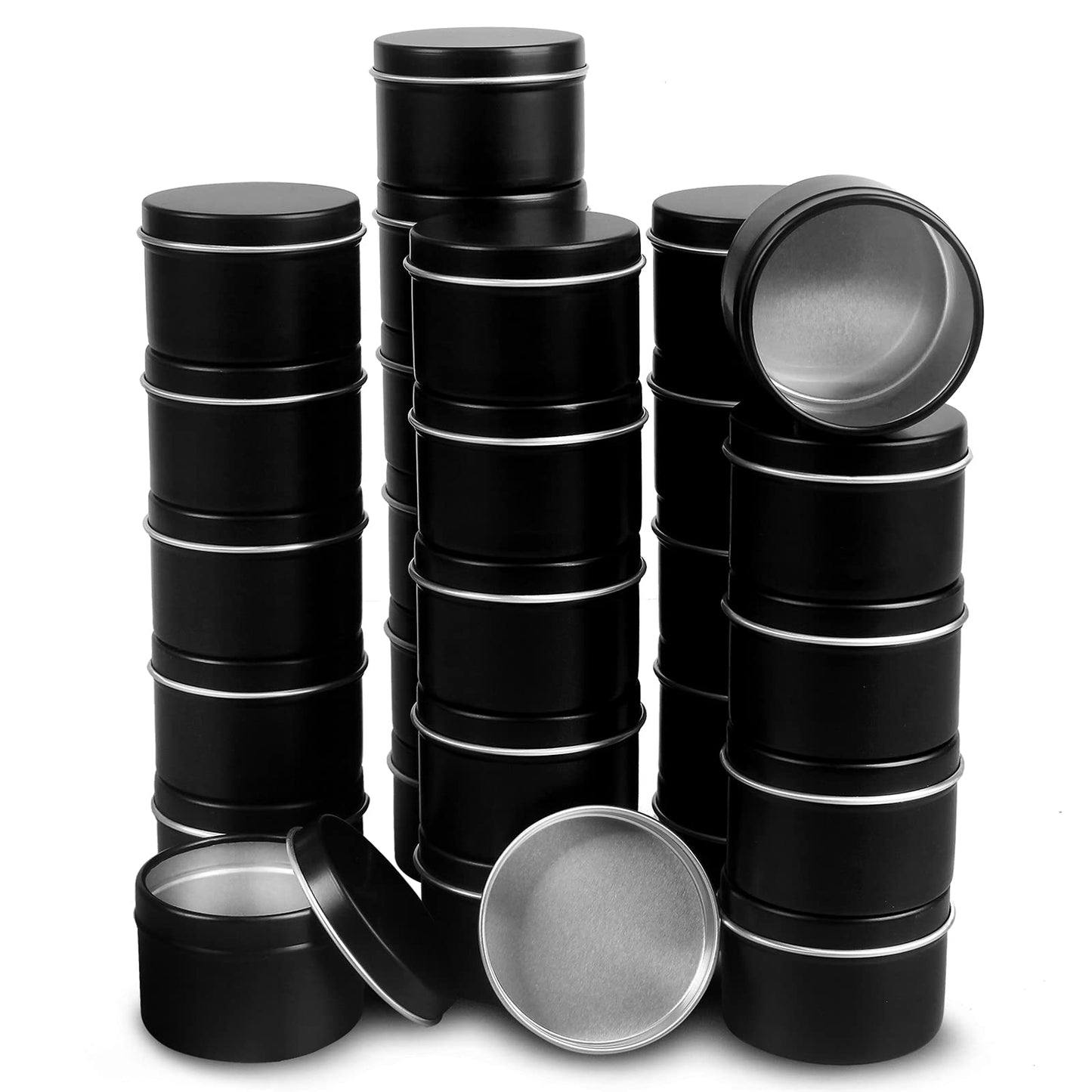 DINGPAI Candle Tins - 27 Black Metal Containers, 2oz Each, DIY Candle Making, Arts & Crafts, Storage & Gifts