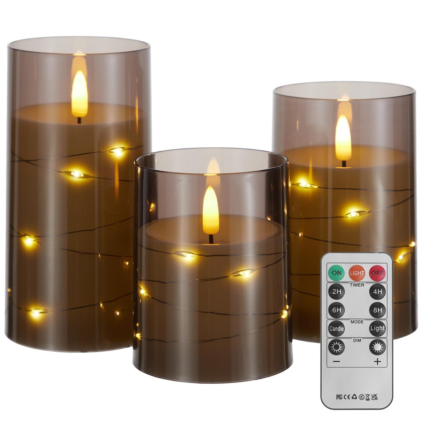 Flameless Candles with Remote, Battery Operated LED Candles with Timer for Romantic Ambiance and Home Decor, Durable Acrylic Shell with Embedded Star String