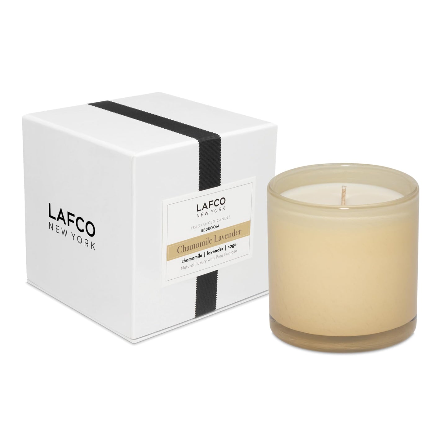 LAFCO New York Classic Candle, Chamomile Lavender - 6.5 oz - 50-Hour Burn Time - Reusable, Hand Blown Glass Vessel - Made in The USA
