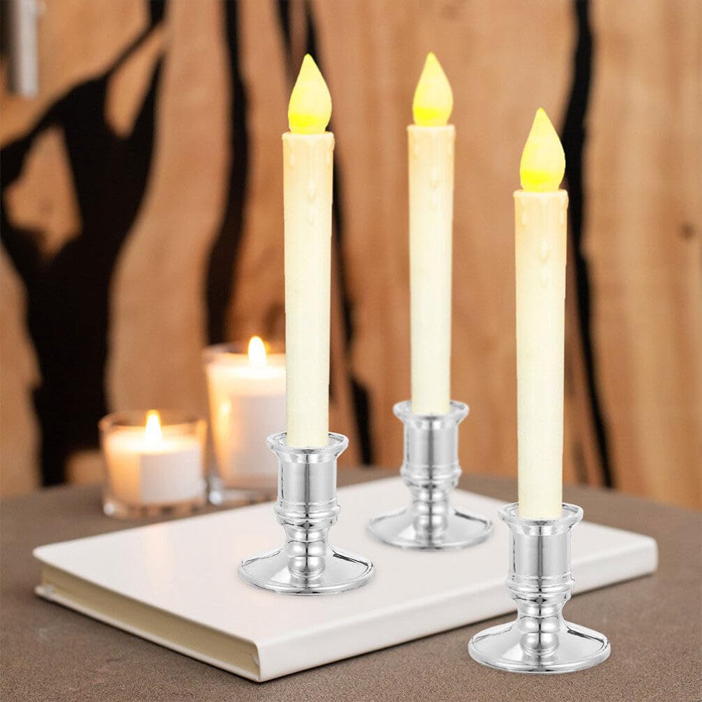 Zerodeko 12 Pack Plastic Decorative Candle Stands Taper Candle Base Holder Set for Tabletop Wedding