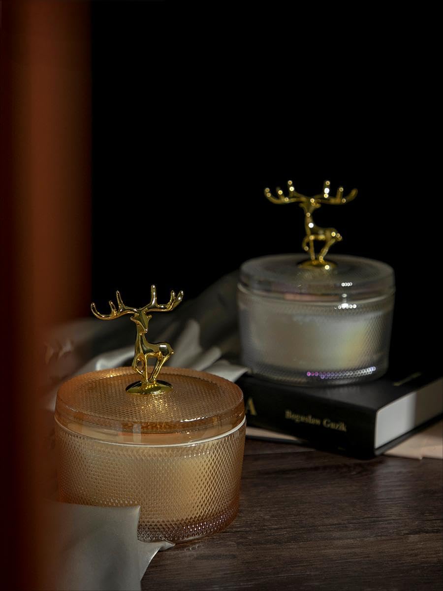Pandachilla Aroma Candle Osmanthus Cute Deer Antlers Glass Container Aromatherapy Candle 12.35 Ounces Burn time 50h (Osmanthus)