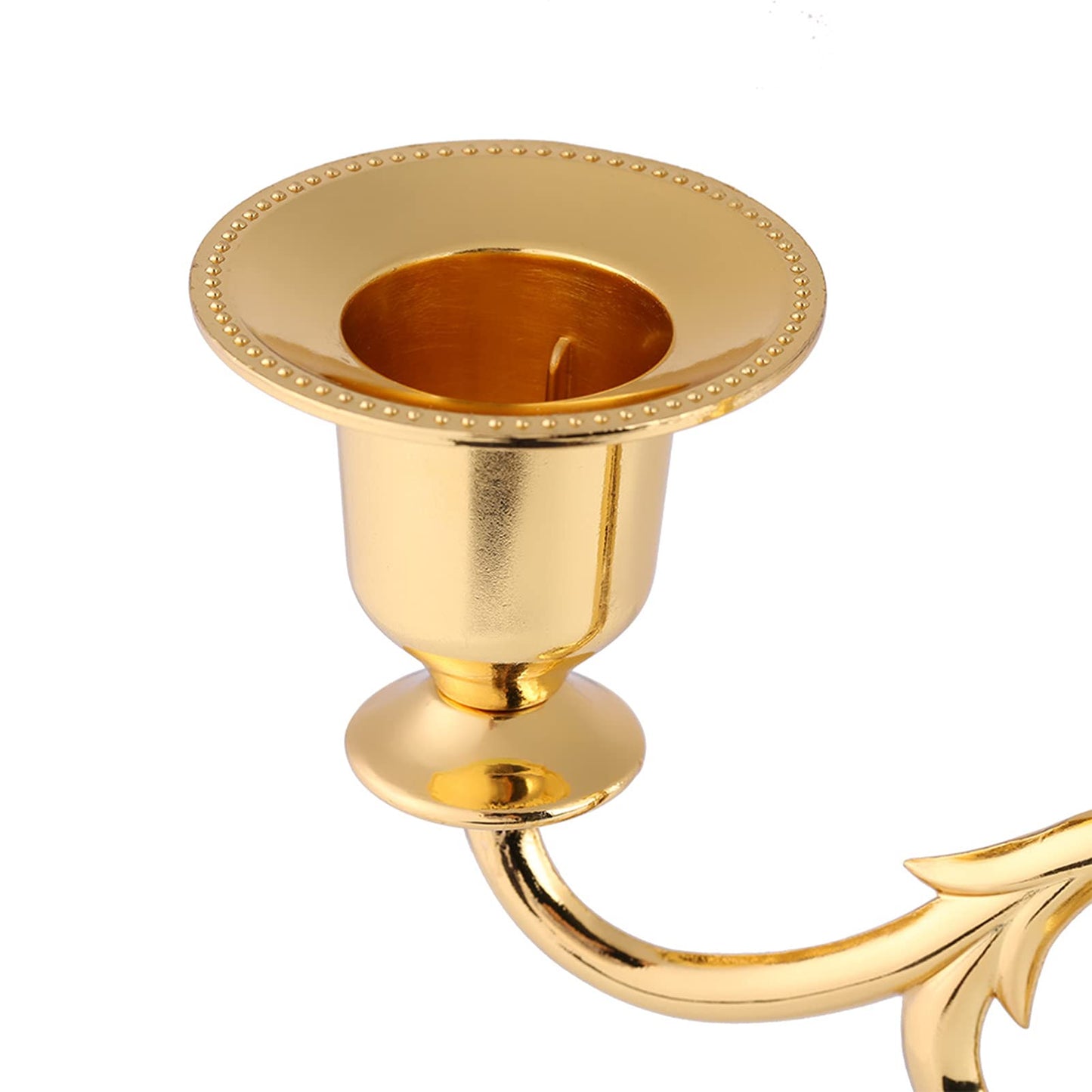 3 Arms Metal Candle Holder, European Style Candelabra for Wedding and Home Decor, Exotic Retro 3 Branches Candlestick with Gold and Silver Finish for Candlelight Dinner (Gold)