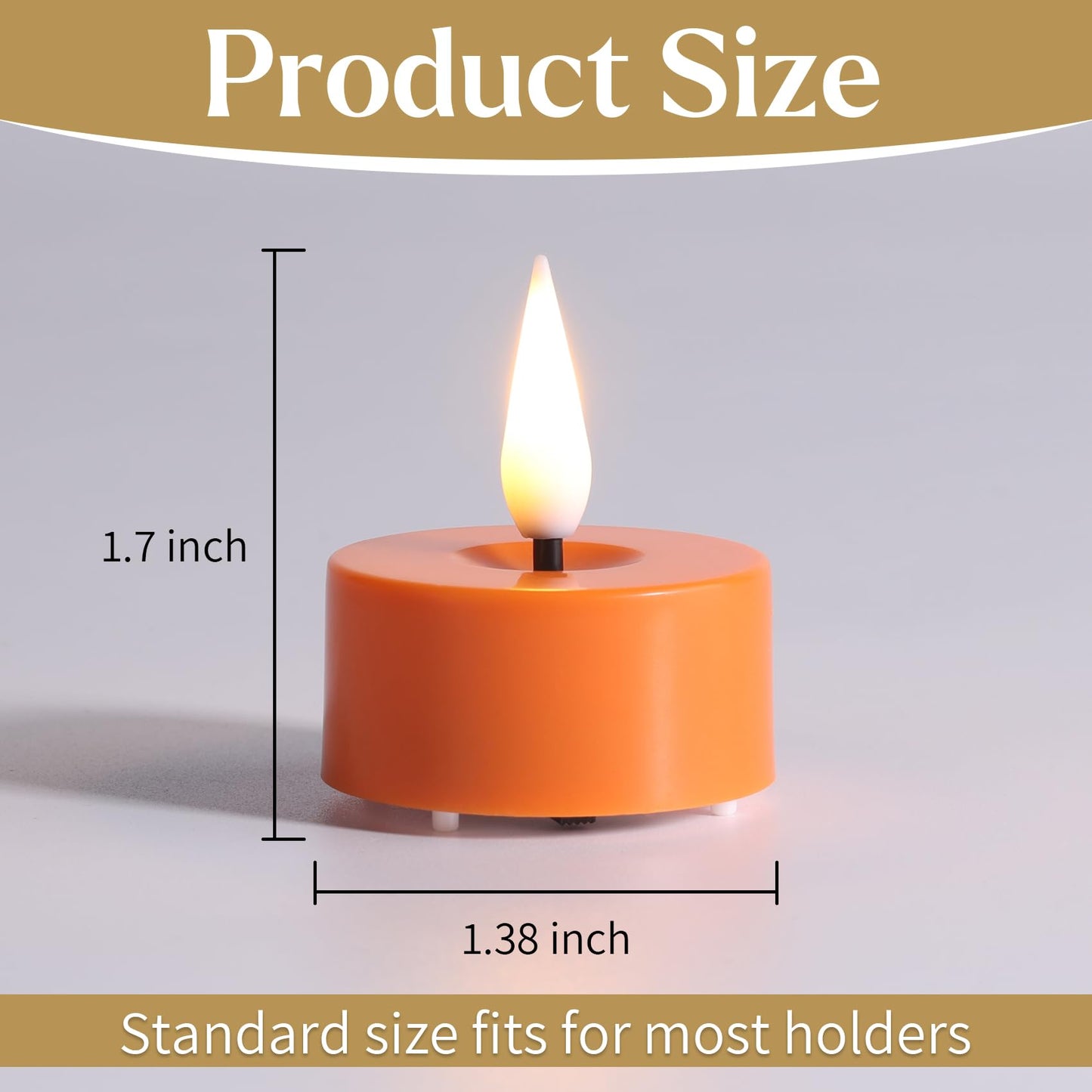 Eywamage Orange LED Tealights with Remote Batteries, Flickering Flameless Tea Votive Candles Decor Set of 12
