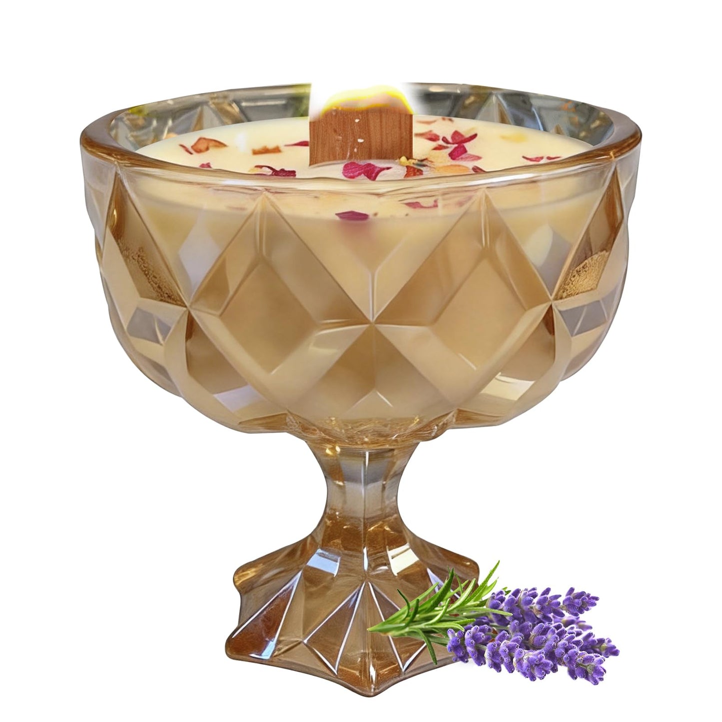 Joo Sko Diamond Bowl Shape Soy Wax Lavender Scented Candle, Aromatherapy Jar Candles for Home Scented or As a Christmas Holiday Candle Gift for Your Lover(8.2OZ/60Hours Burning)
