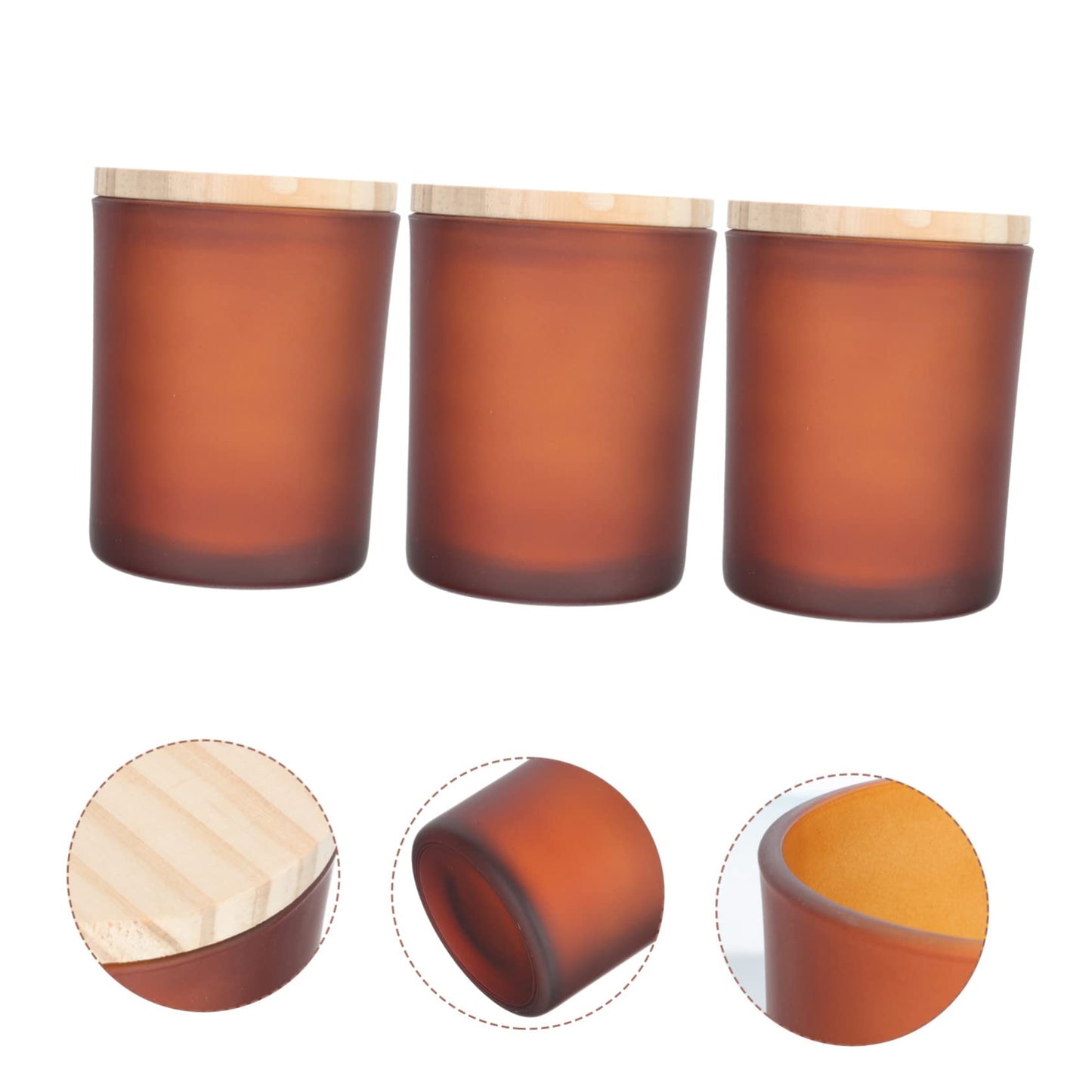 PRETYZOOM 3sets Candle Jar Lid Glass Candle Cup Holder Scented Candleholder for Dining Table Centerpiece Decor