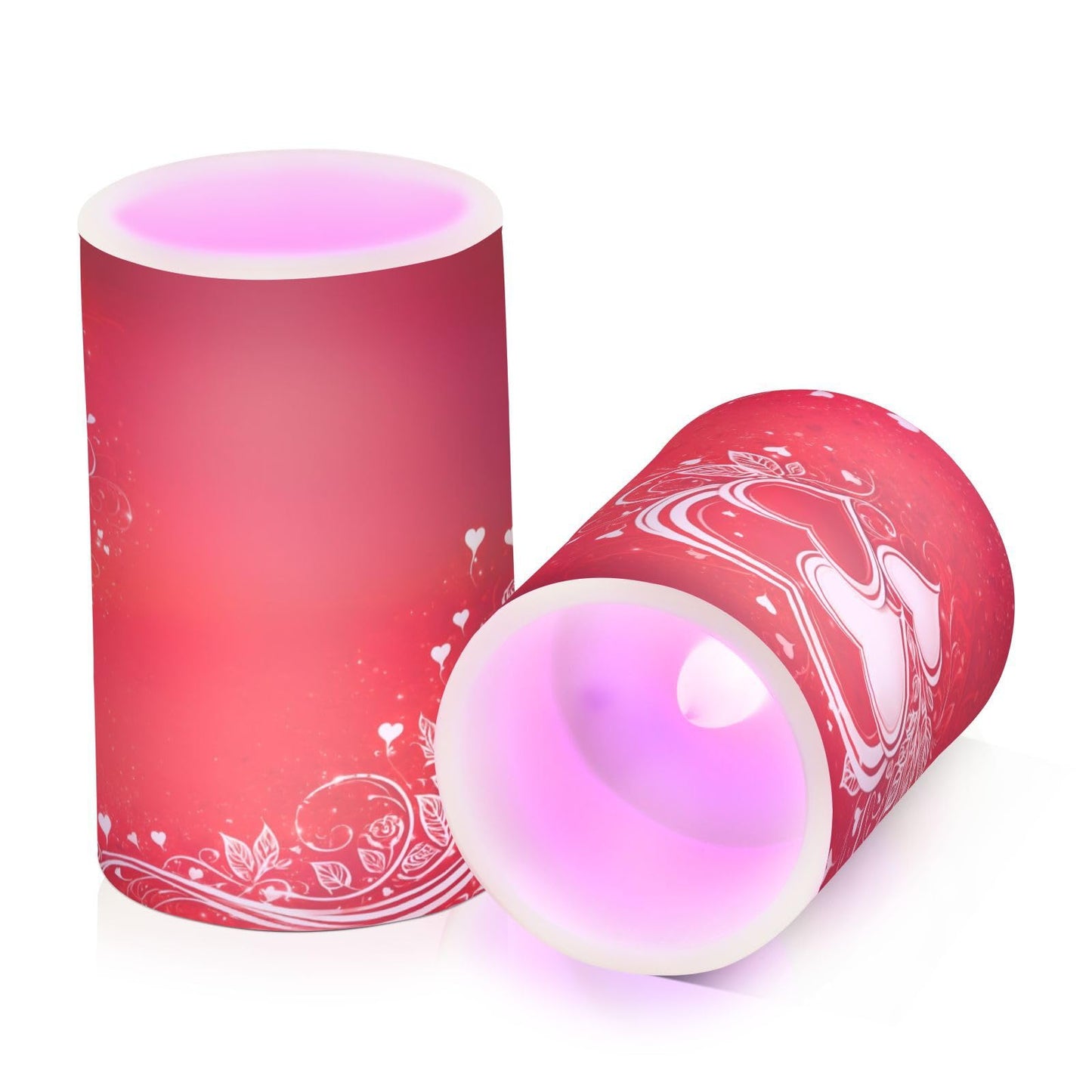 ALAZA Line Love Valentines Day Flickering Flameless Candles Pillar Led Candles Battery Operated Candles with Remote and Timers Set of 2