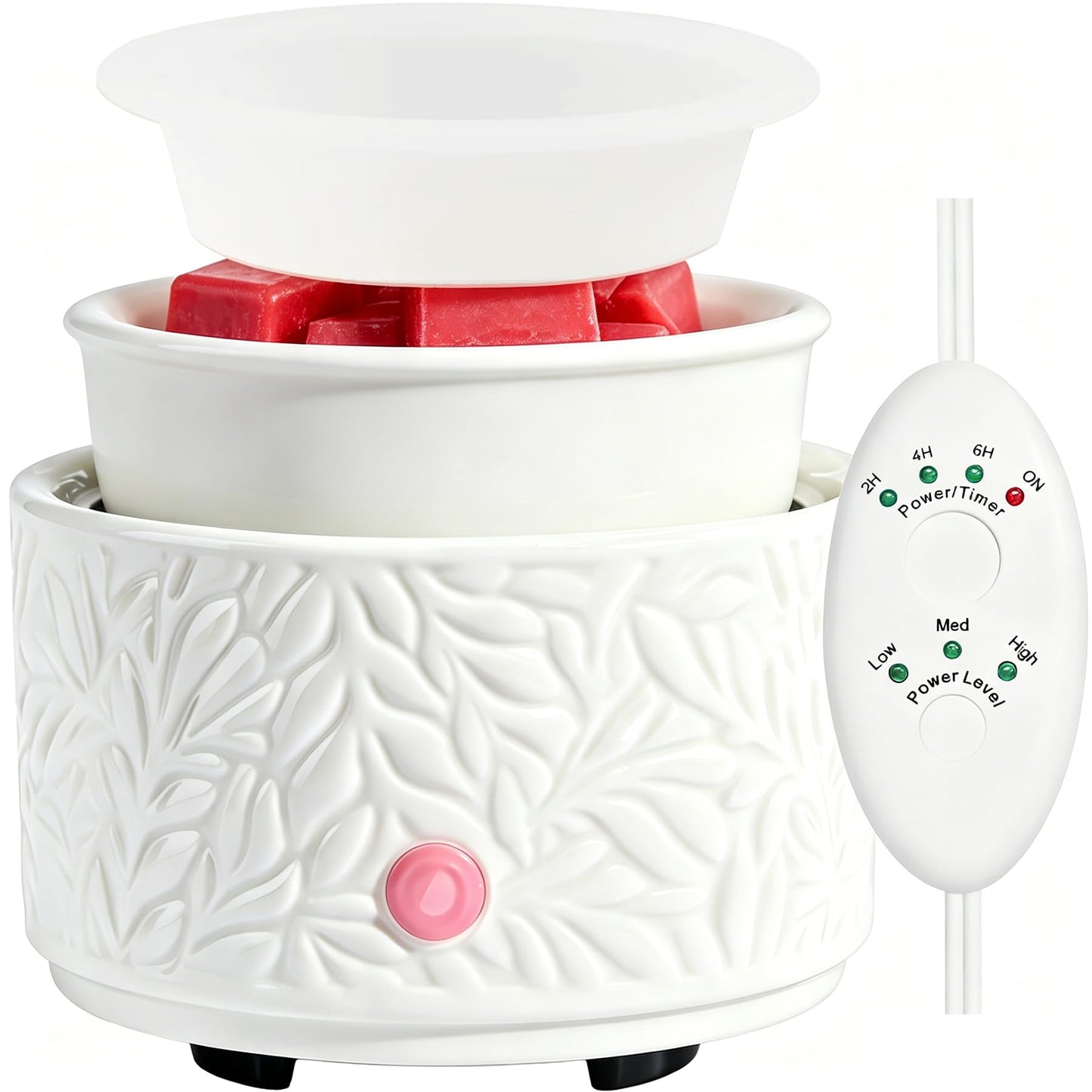 Ceramic Wax Melt Warmer with Timer & Silicone Liner, 3-in-1 Electric Scented Wax Burner for Home Aromatherapy, Fast Melting Fragrance Warmer for Essential Oils & Jar Candles Flame for Women