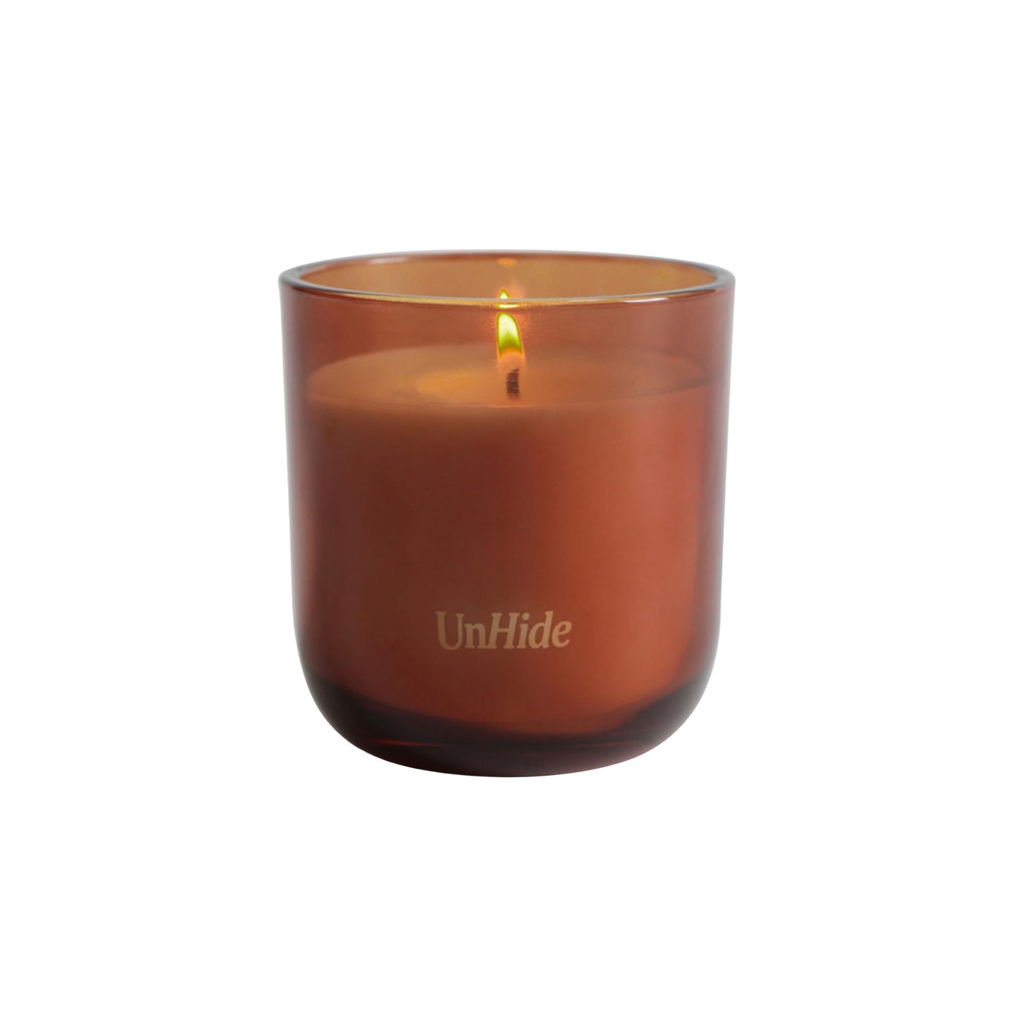 UnHide The Amber Candle - 50 Hour Burn Time - Notes of Amber, Nutmeg, Patchouli, Vanilla, Musk, Clove - Aromatic and Fragrant Soy Wax Blend Candle - 7.5 oz