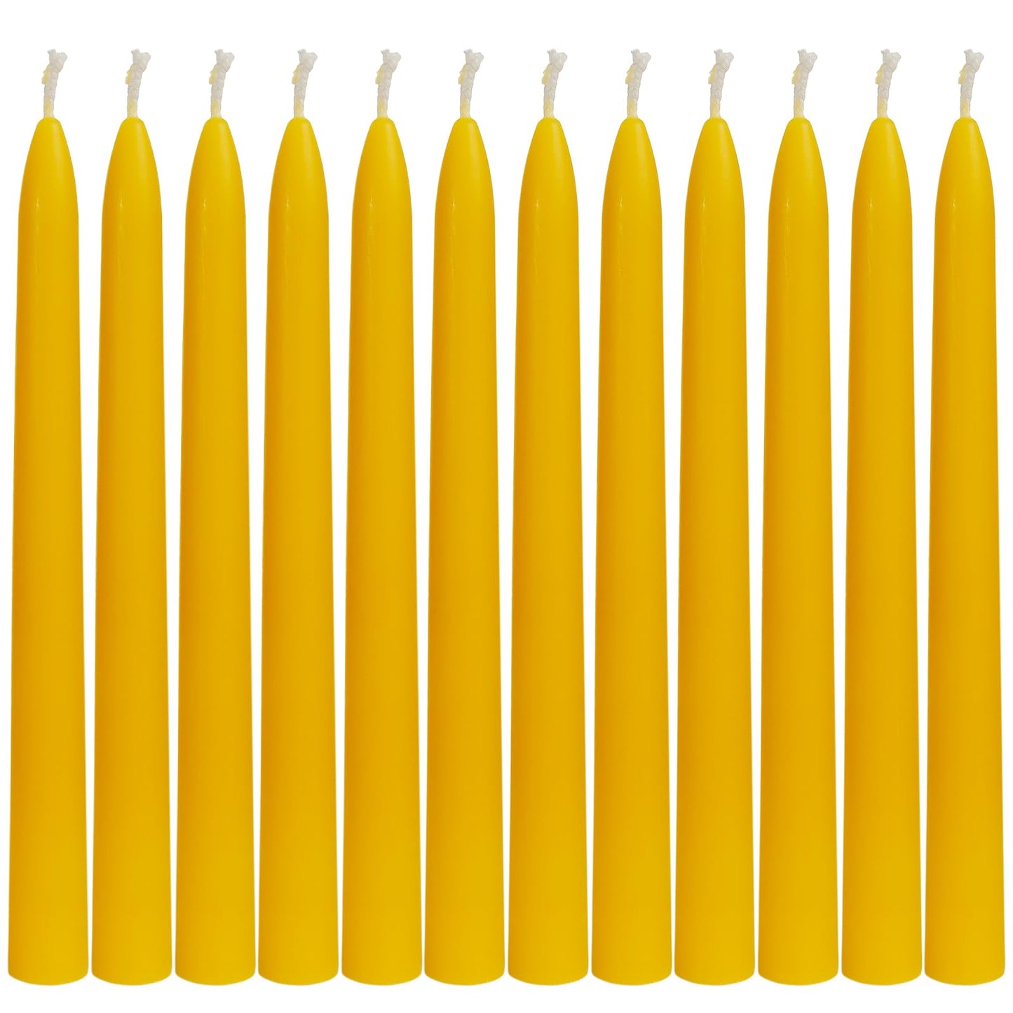 DEYBBY 9 inch Natural Beeswax Taper Candles Set of 12, Smokeless and Dripless Pure Organic Beeswax Candles, Long Lasting Burning for Dinner Room Decor Emergency Housewarming Gift, Nontoxic