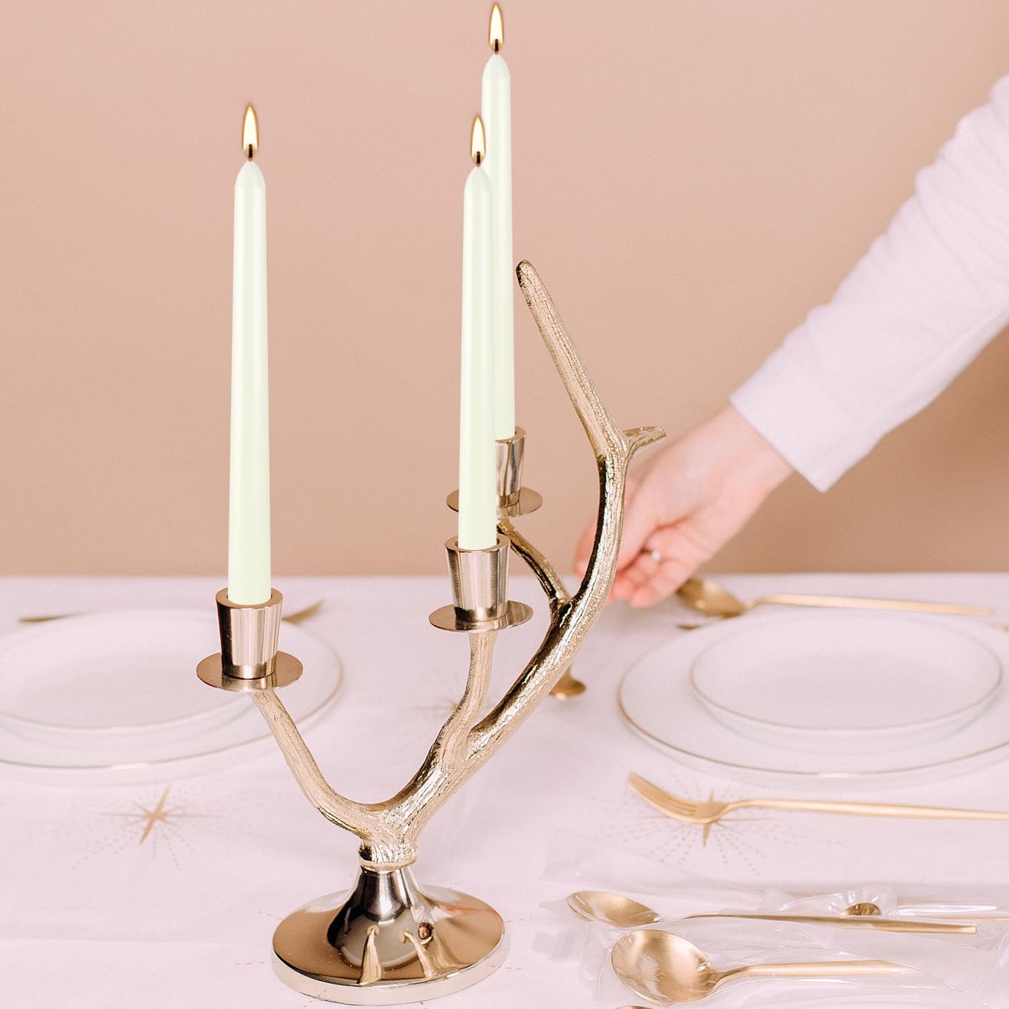 Pliadvbu 100 Pack Lvory Taper Candles 10 Inch, Dripless and Unscented Tall Table Candle for Home Decor, Dinner Candle for Thanksgiving, Christmas, Weddings… …