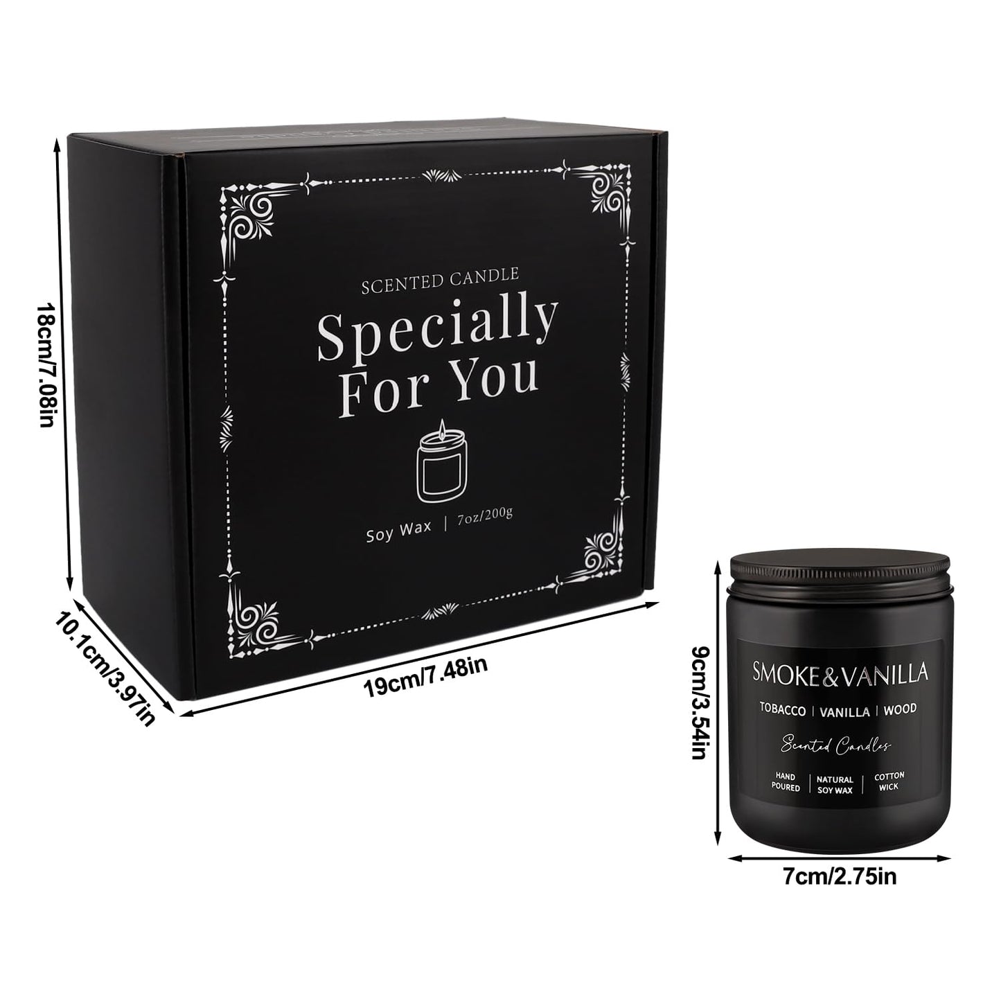 Scented Candles Gift Set - 4 Pack (7oz Each) Soy Wax Aromatherapy Candles with Essential Oils, Smokeless - Leather & Smoke, Vanilla Oakmoss, Lavender for Office, Gifts