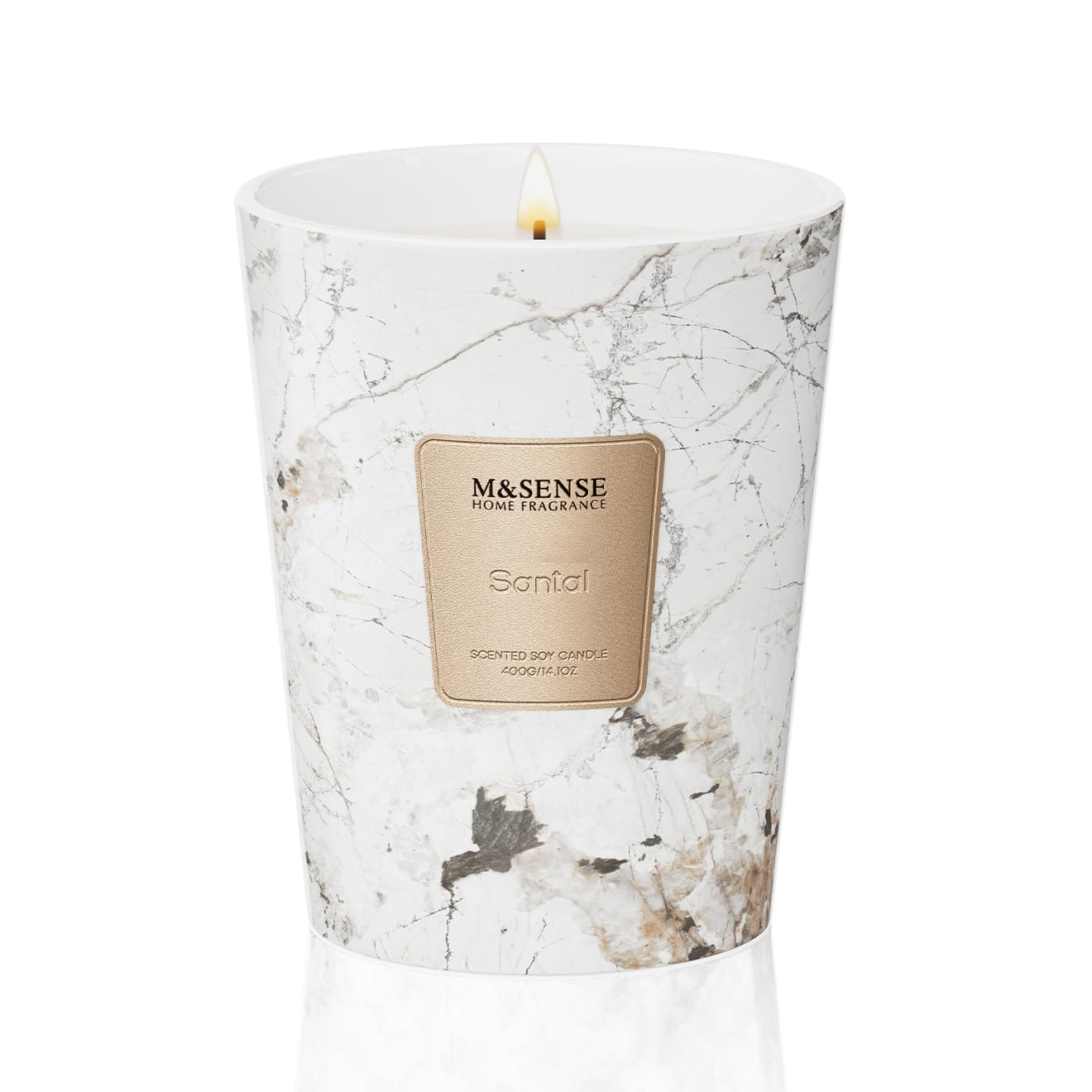 M&SENSE Santal Scented Soy Candle, 3 Wick Highly Scented 14.1 Oz 75H, Aromatherapy Christmas Gift for Women and Men