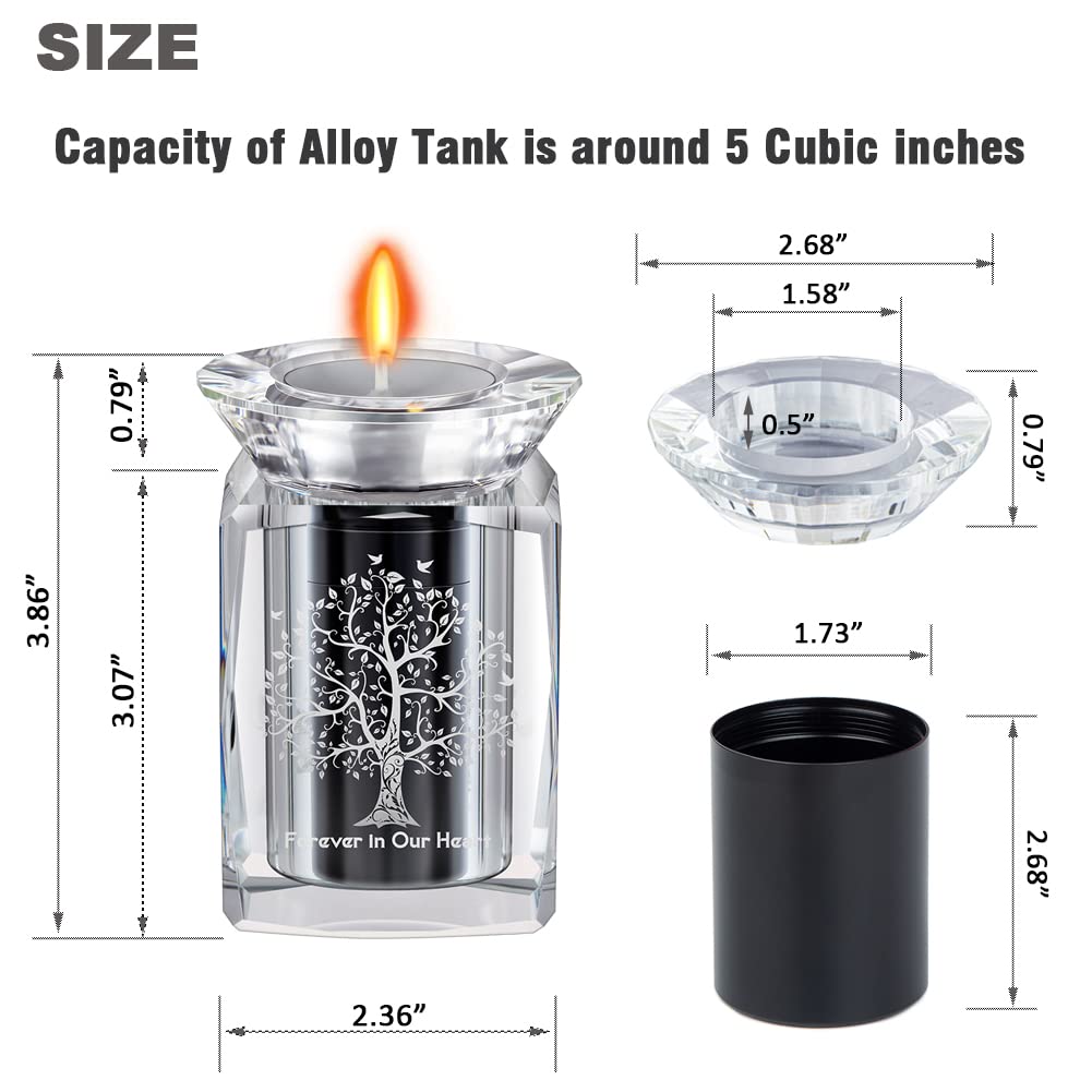 IFOLAINA Small Urn Tree of Life Mini Urns Crystal Ashes Cremation Keepsake Holder for Ashes Adult Male Human Pet Dog Remember Your Love One Lost