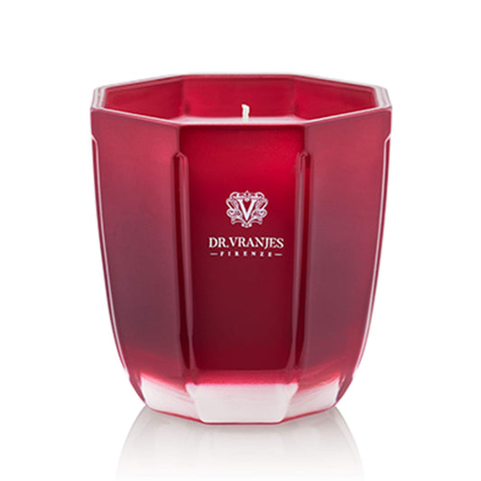 Dr. Vranjes - Decorative Candle Tormalina - Rosso Nobile 200 g / 7 oz, Scented Candle, Refined Colored Glass Vessel Hand-Made, Octagonal Form, Color Red, Made in Italy