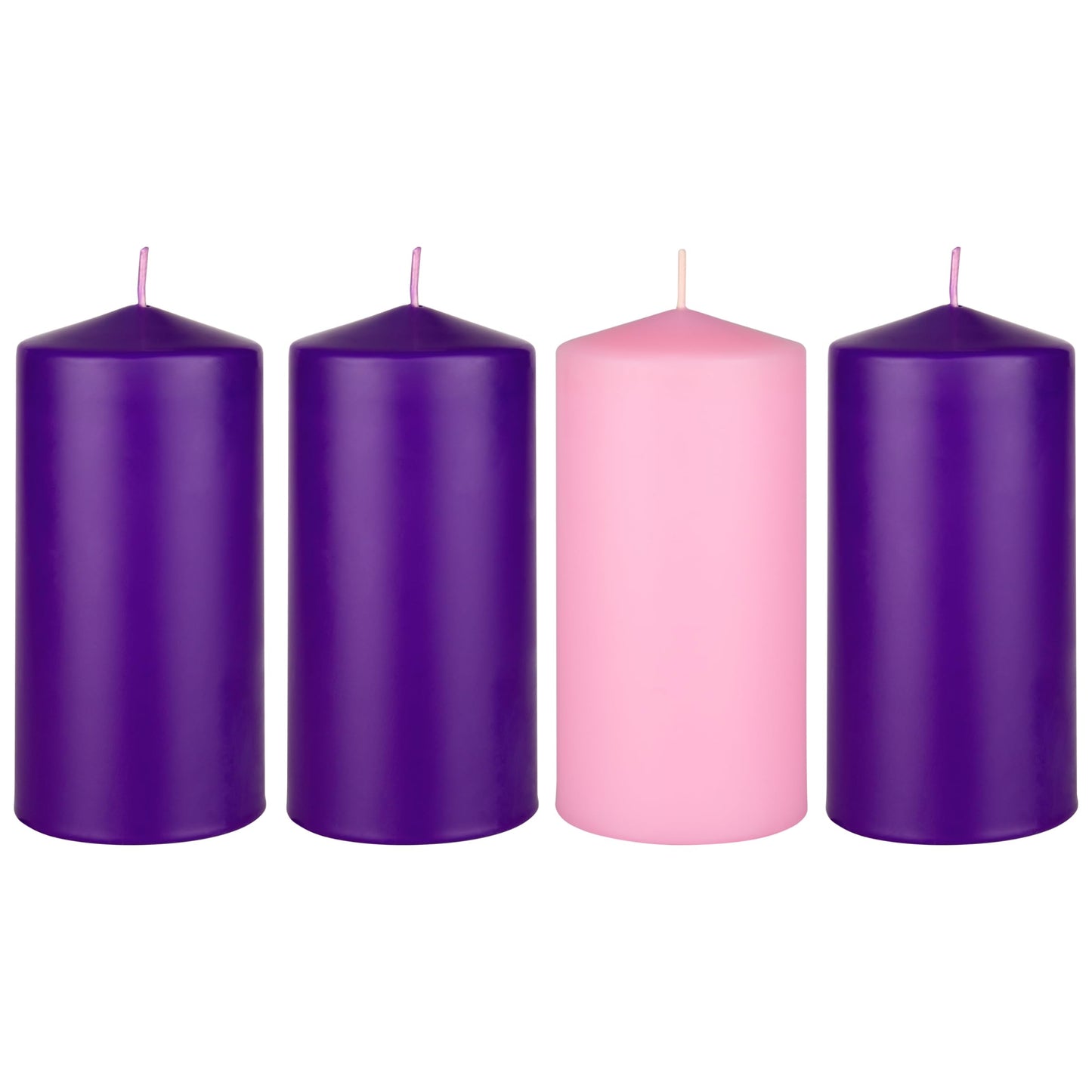Mega Candles 4 pcs Unscented Christmas Advent Candles Set, Hand Poured Premium Wax Dome Top Round Pillar Candle 3 Inch x 6 Inch, Holidays, Festivities, Devotional, Church, Wreath, Party, Gifts