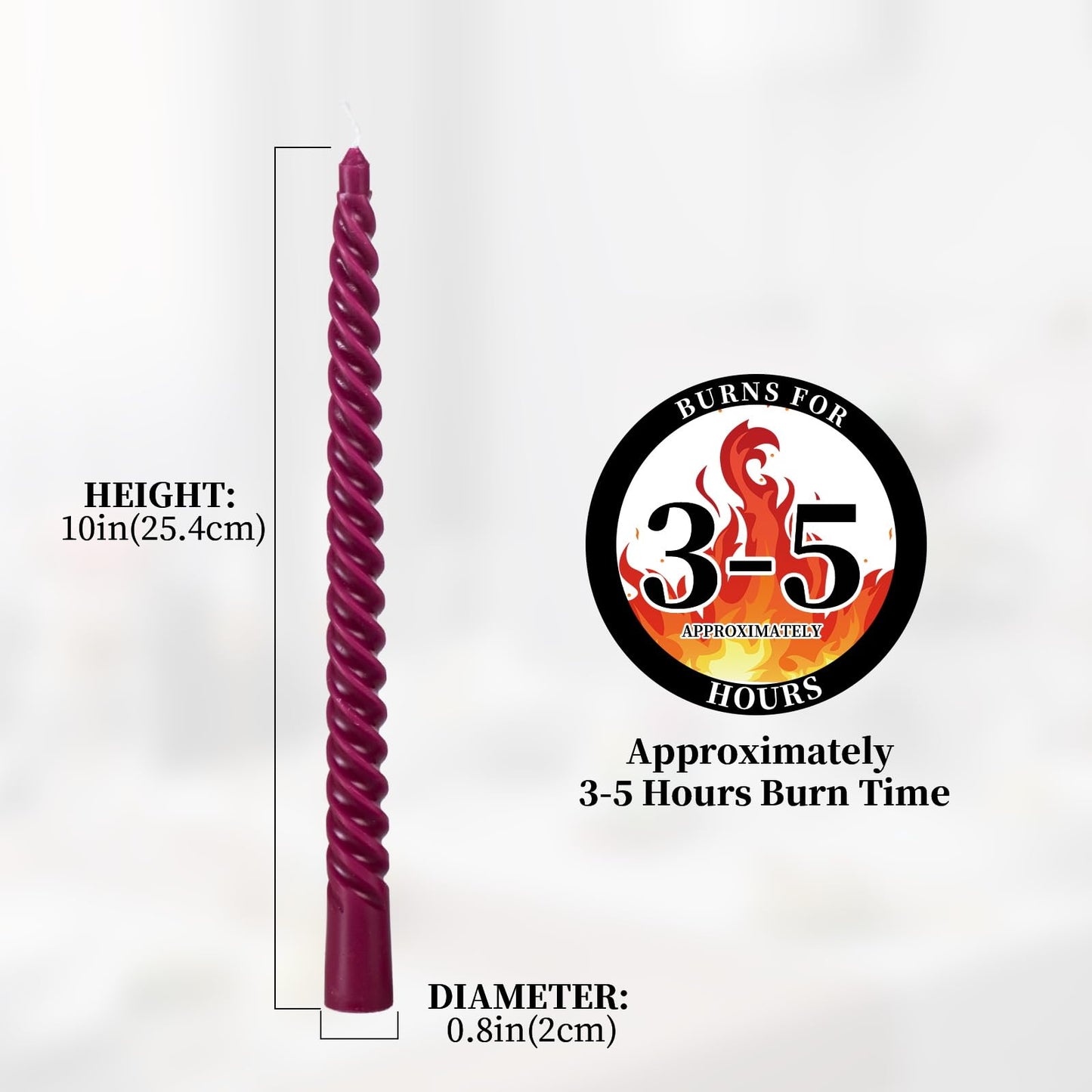 Pink Spiral Taper Candles, 10 inch Gradient Twisted Candles,4 Pack Unscented and Smokeless Long Burning Candles with Cotton Wicks,Tall Candlesticks,Ideal for Weddings, Dinner Parties, and Home Décor