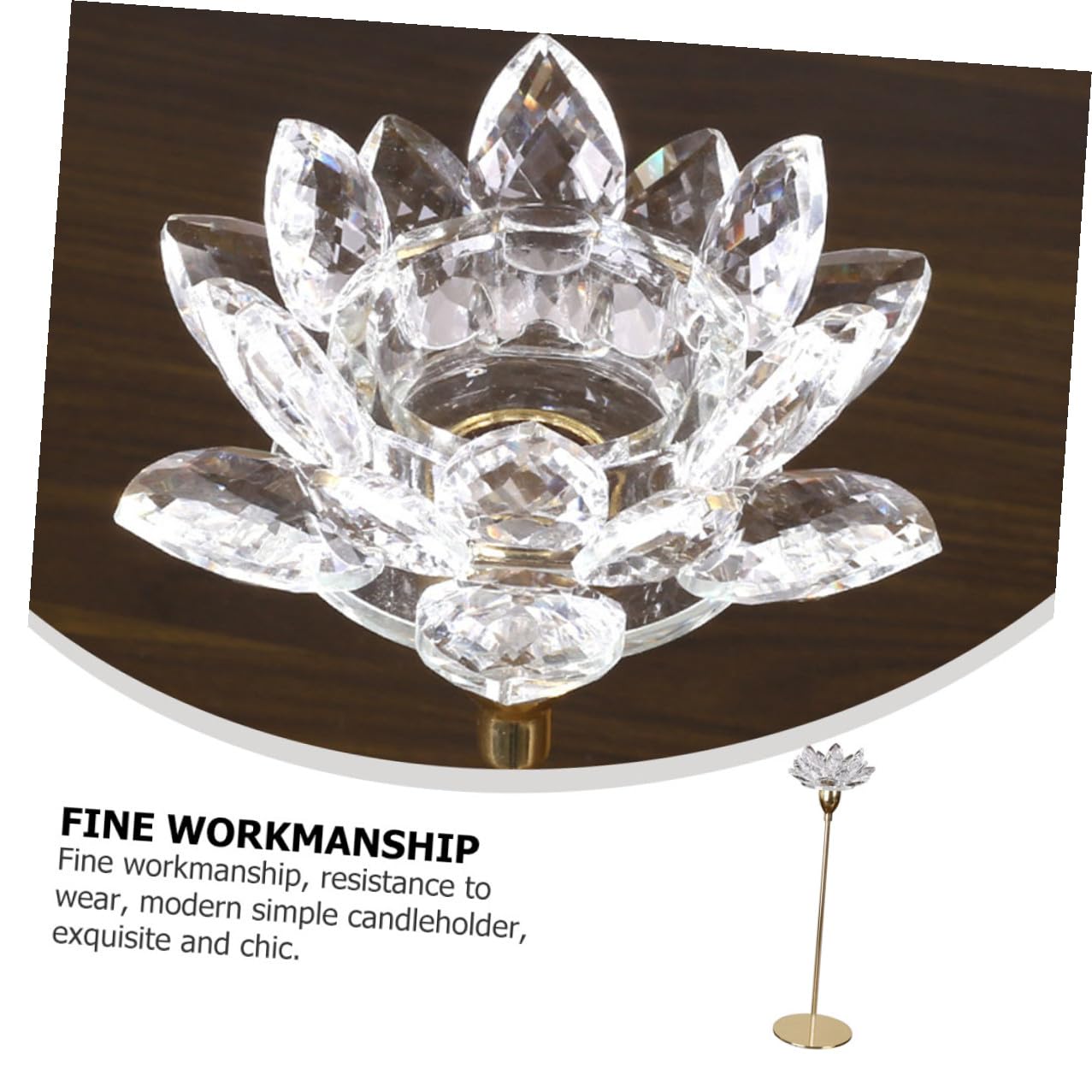 FOMIYES Metal Candlestick Holder Crystal Lotus Candleholder Small Size Simple Decorative Candle Stand Wedding Candlelight Dinner Ornament