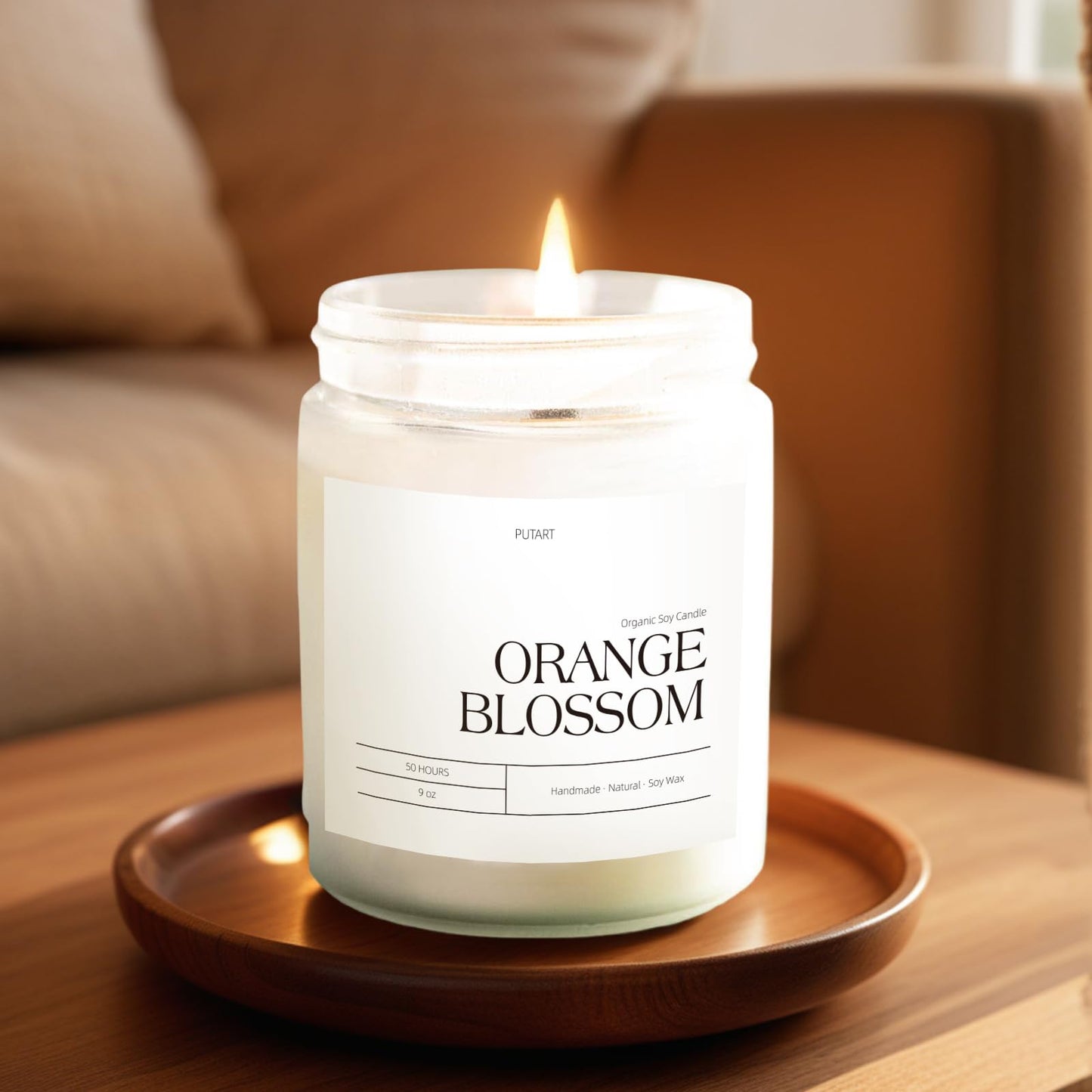Putart Orange Blossom Candles for Home Scented, Natural Soy Wax Aromatherapy Non Toxic Candle for Stress Relief, Long Burning & Lasting Candle Gifts for Halloween, Birthday, Christmas, Thanksgiving