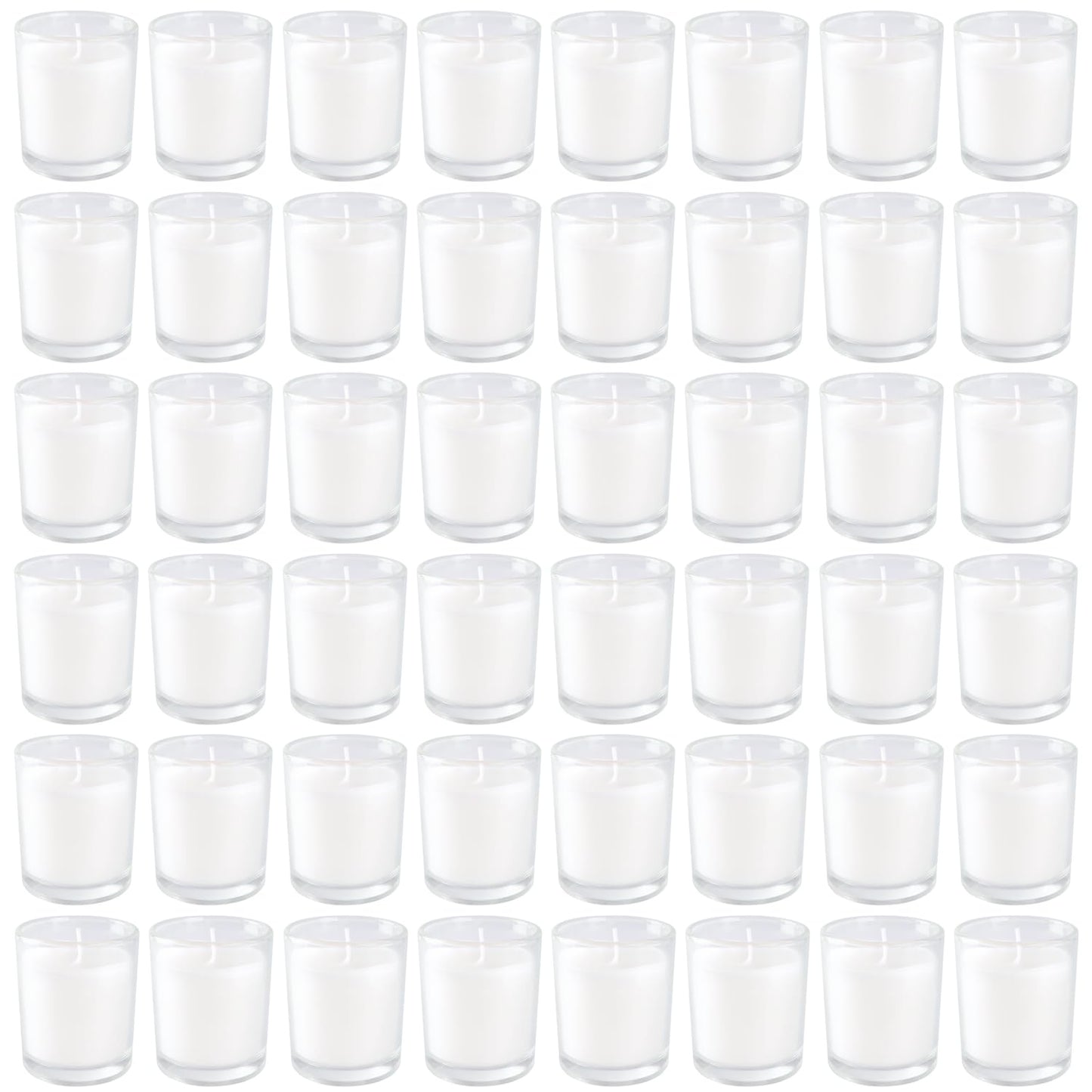 YOROXRG 48 Pack White Unscented Clear Glass Filled Votive Candles. Hand Poured Wax Candle Ideal Gifts for Home Décor Parties Weddings Holidays and Meditation (White)