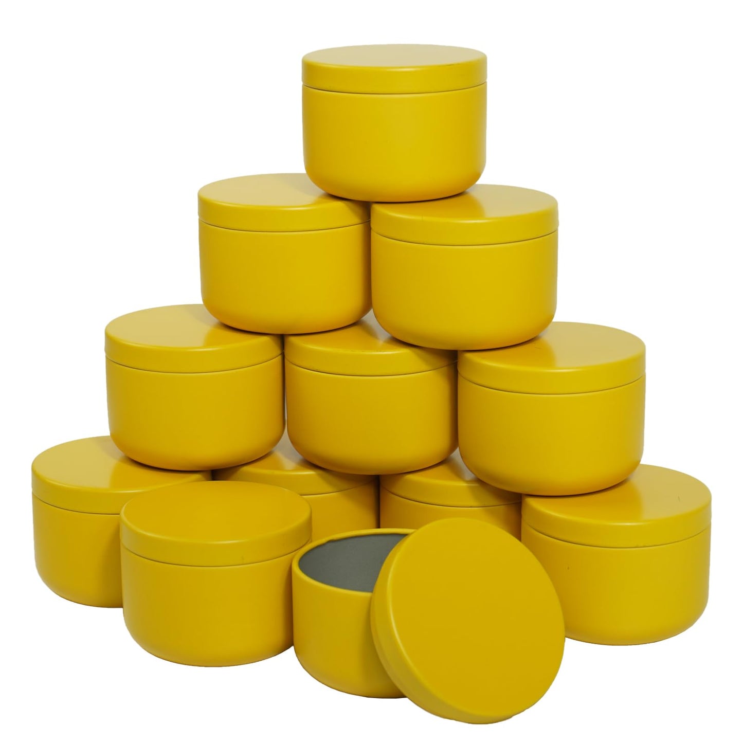 12Pack 3oz Candle Tins with Lids,Round Metal Candle Jars for Candle Making,Bulk Empty Tins Containers for DIY Crafts Christmas Gifts Small Business Supplies–Airtight Storage Jars (Yellow)