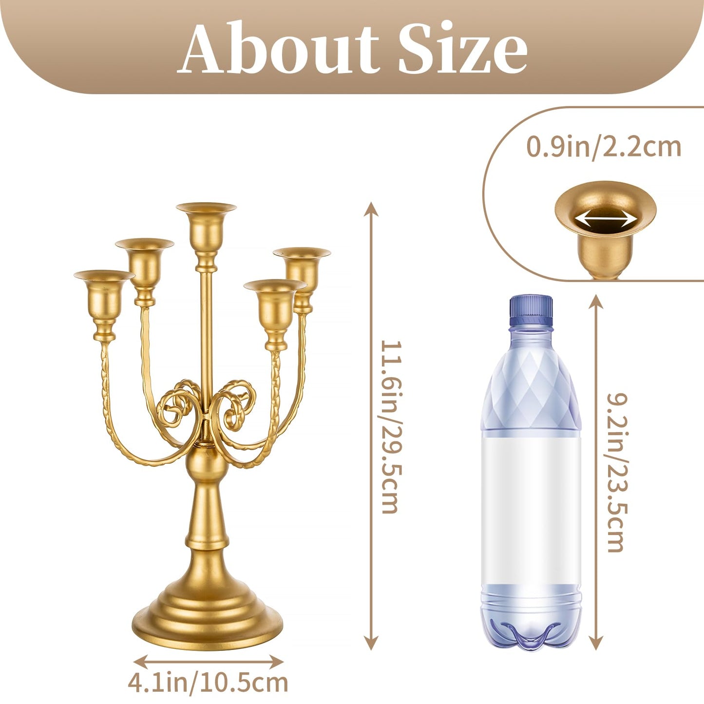 Sziqiqi Gold Candlestick Holder Candelabra - Taper Candle Holders for Wedding Centerpiece 5-Arms Candle Stick Stands for Candlelight Dinner Table Christmas Mantel Festivals