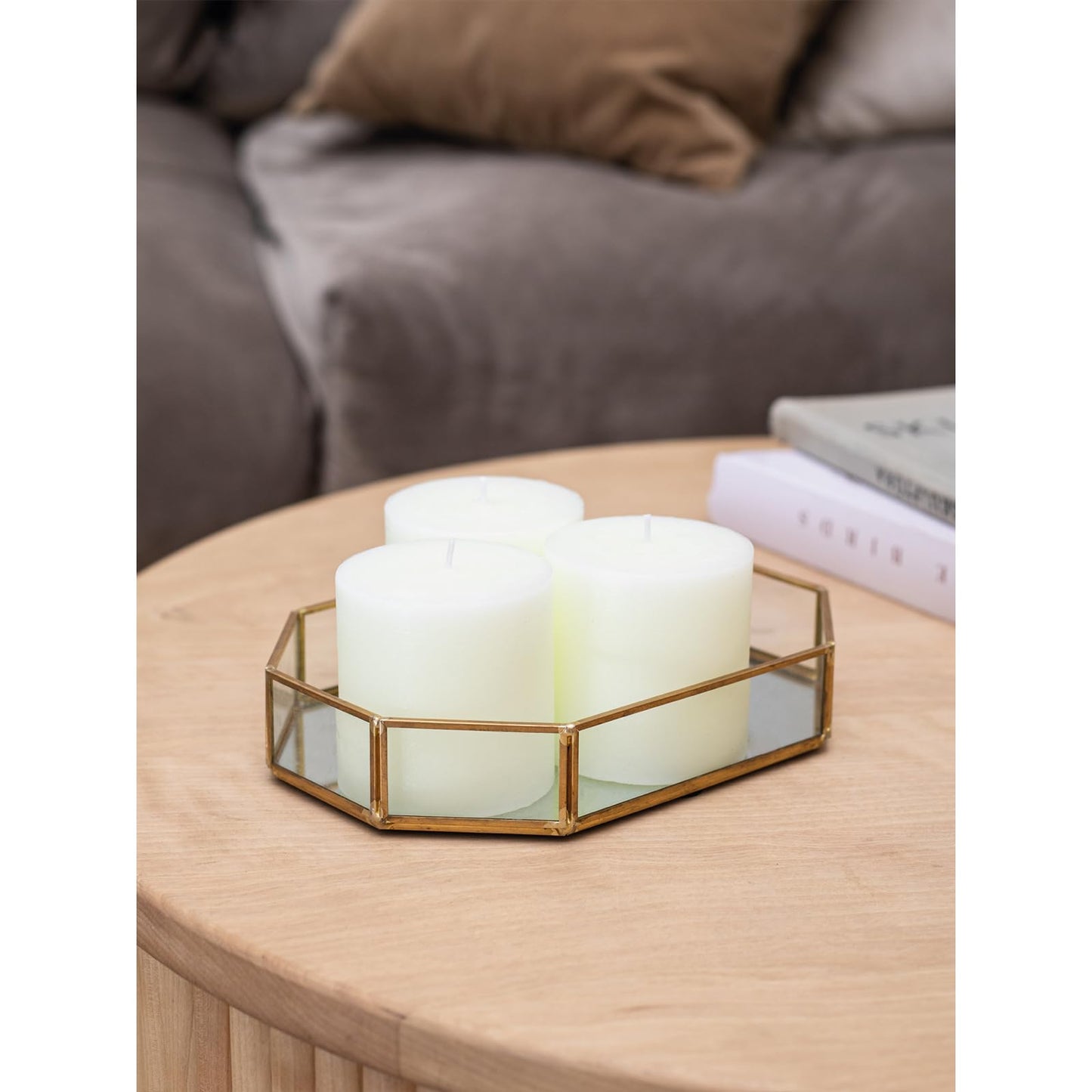 CANDWAX 3x3 Inch Dark Blue and Ivory Pillar Candles Bundle - 3 Dark Blue and 3 Ivory Candles - Unscented Decorative Candle - 6 Pack