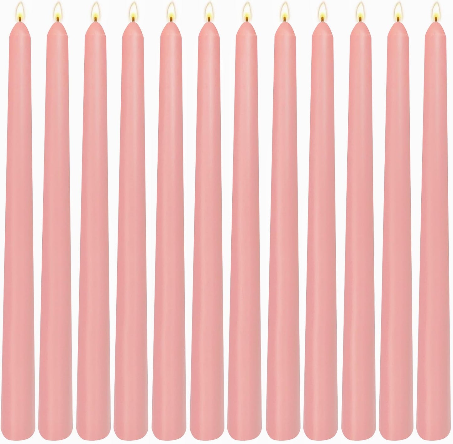 12 Pack 10 inch Dusty Pink Taper Candles, Unscented Dripless Smokeless Candlestick Bulk for Home Dinner Wedding Romantic, 7-8 Hours Burn