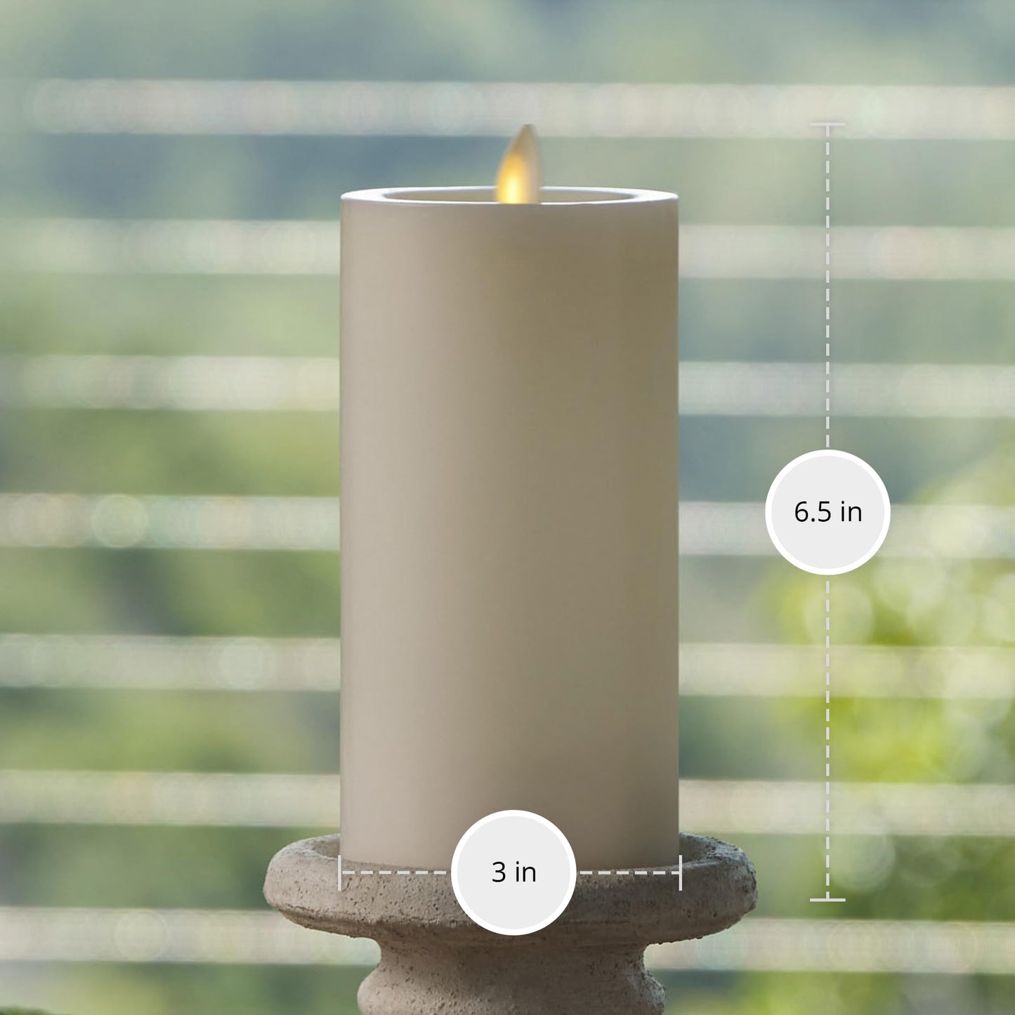 Luminara - Flameless LED Battery Operated Flickering Pillar Candles - Pearl Ivory - Pack of 1-3x6.5 - Realistic Moving Flame Real Wax Indoor/Outdoor