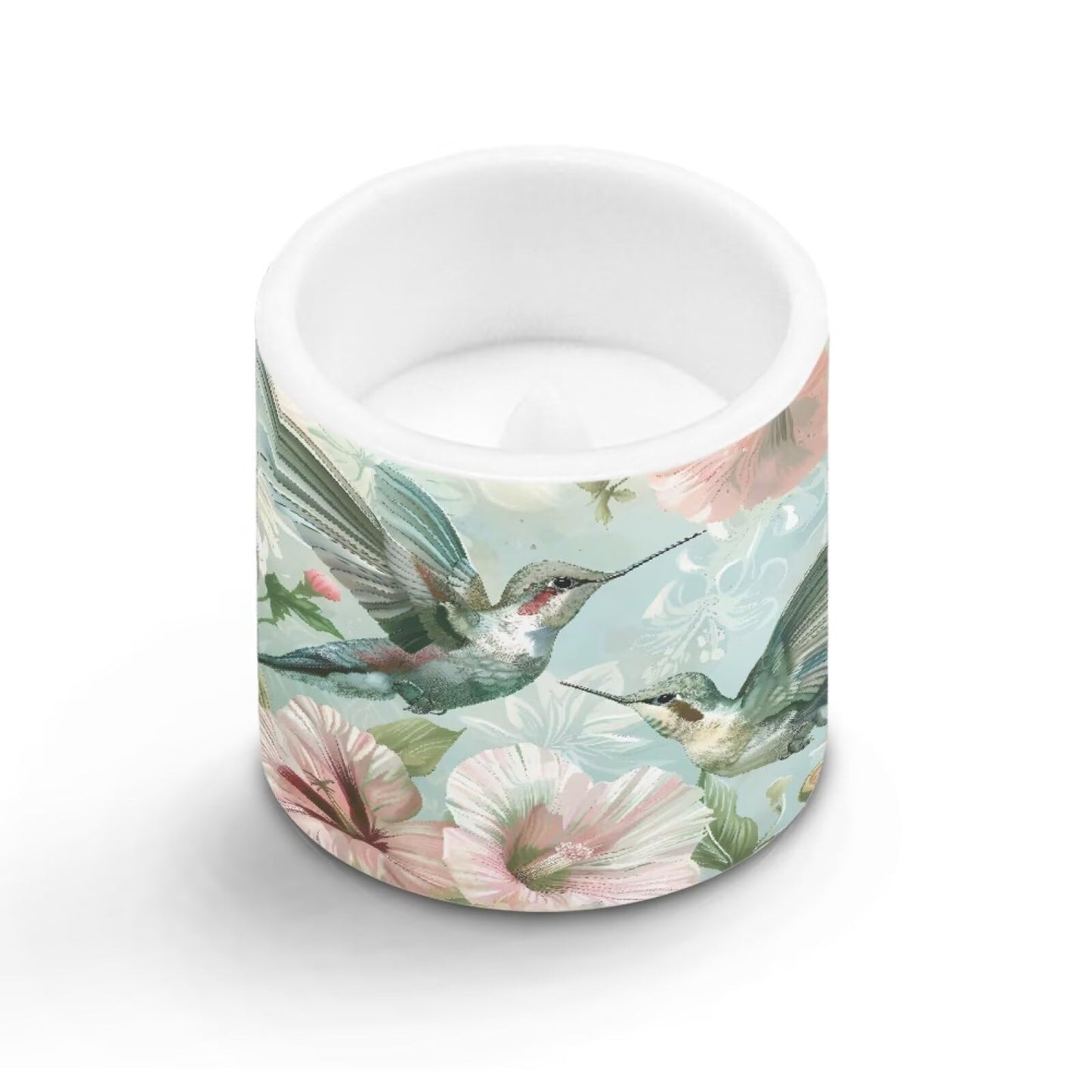 Merkmak 4 Pack Flameless Candles with Remote Battery Operated Pillar Candles with Timer, Boho Floral Hummingbird LED Elictric Tealights for Banquet Home Decorations
