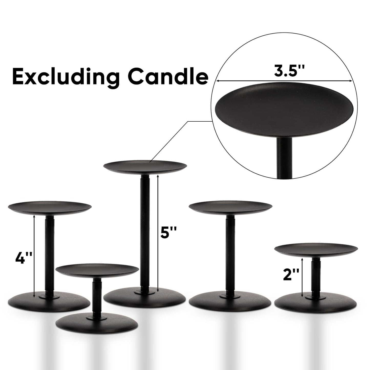 Homemory Christmas Metal Fall Candle Holders Stands for Pillar Candles Set of 5, Candleholder Sets for Table Centerpiece Fireplace (5, Black)