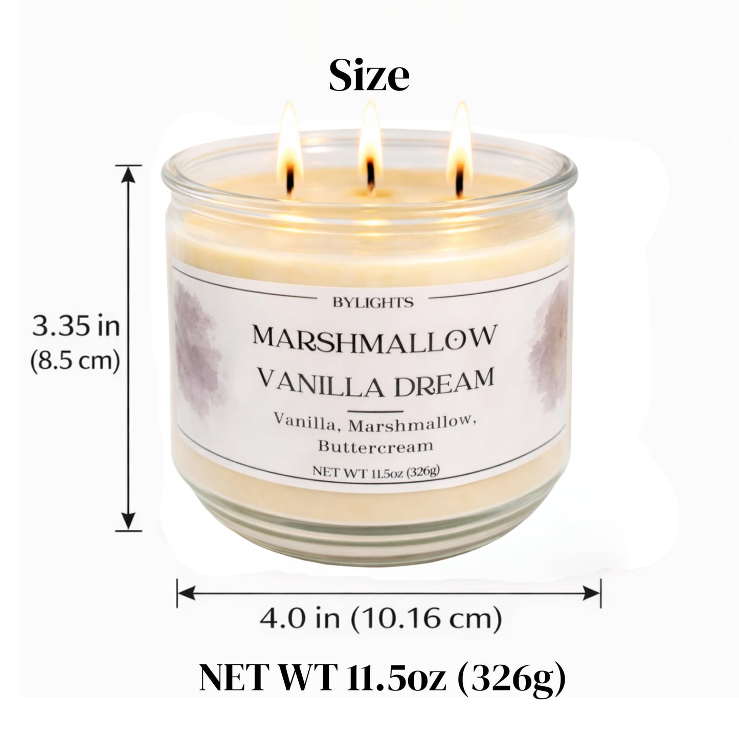 Velvet Apple Ember, Soy Wax Scented Candle, 11.5oz, 3 Wicks (Marshmallow Vanilla Dream)