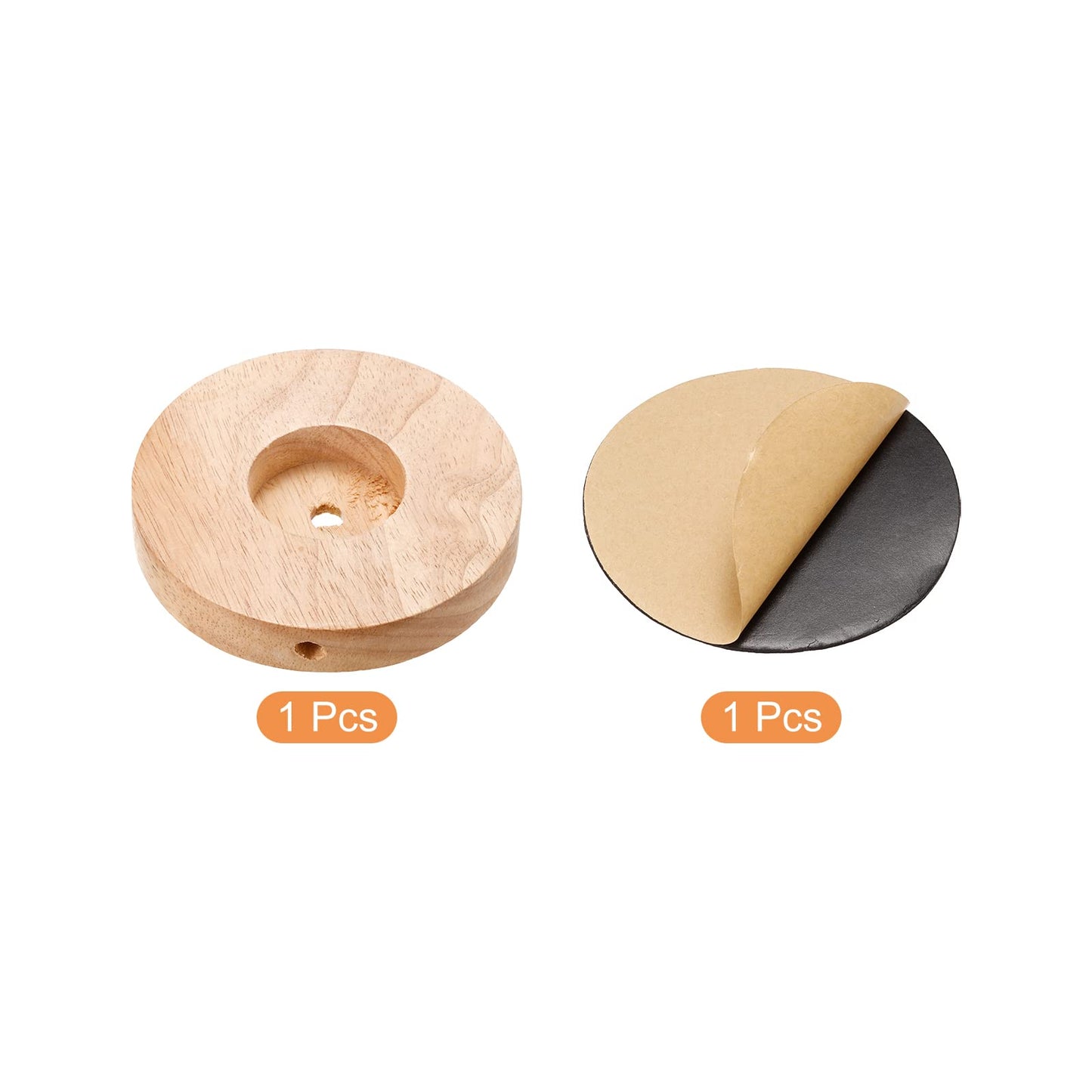 PATIKIL 120mm Wooden Lamp Base, 1 Pack Circular Solid Wooden Base Wood Desk Lamp Stand Replacement for Table Lamps DIY