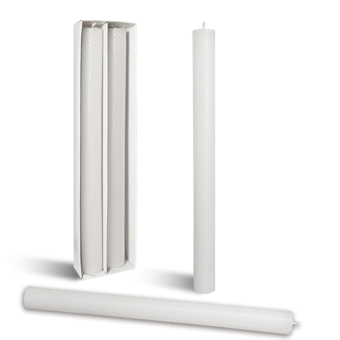 10 Inch Texture Taper Candle White Unscented Twisted Candlesticks Smokeless Handmade Long Candle Stick for Creative Gifts Holiday Dinner Decor 2 PCS