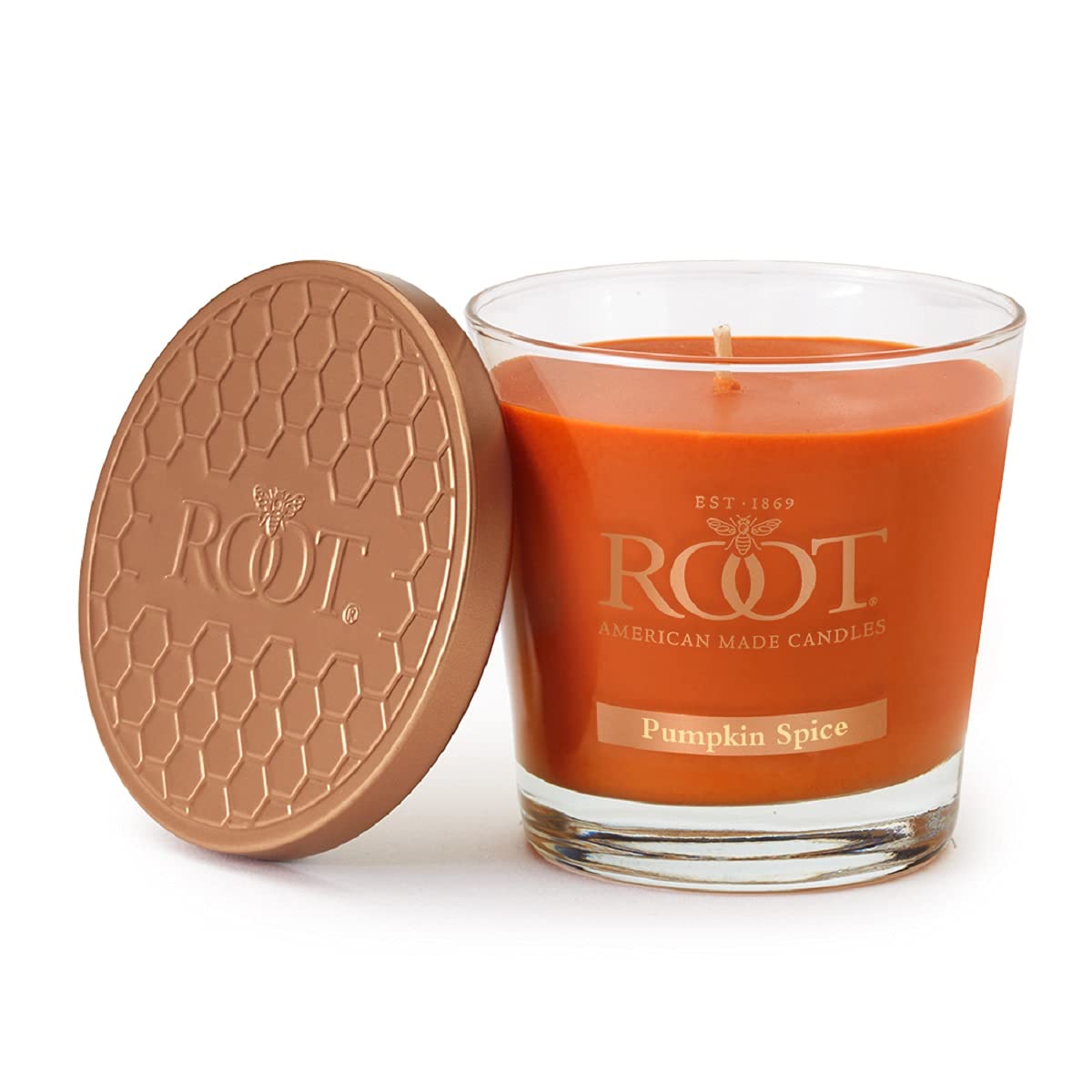 Root Candles Fall Scented Candles Honeycomb Premium Handcrafted Beeswax Blend Candle, Small Veriglass, Pumpkin Spice