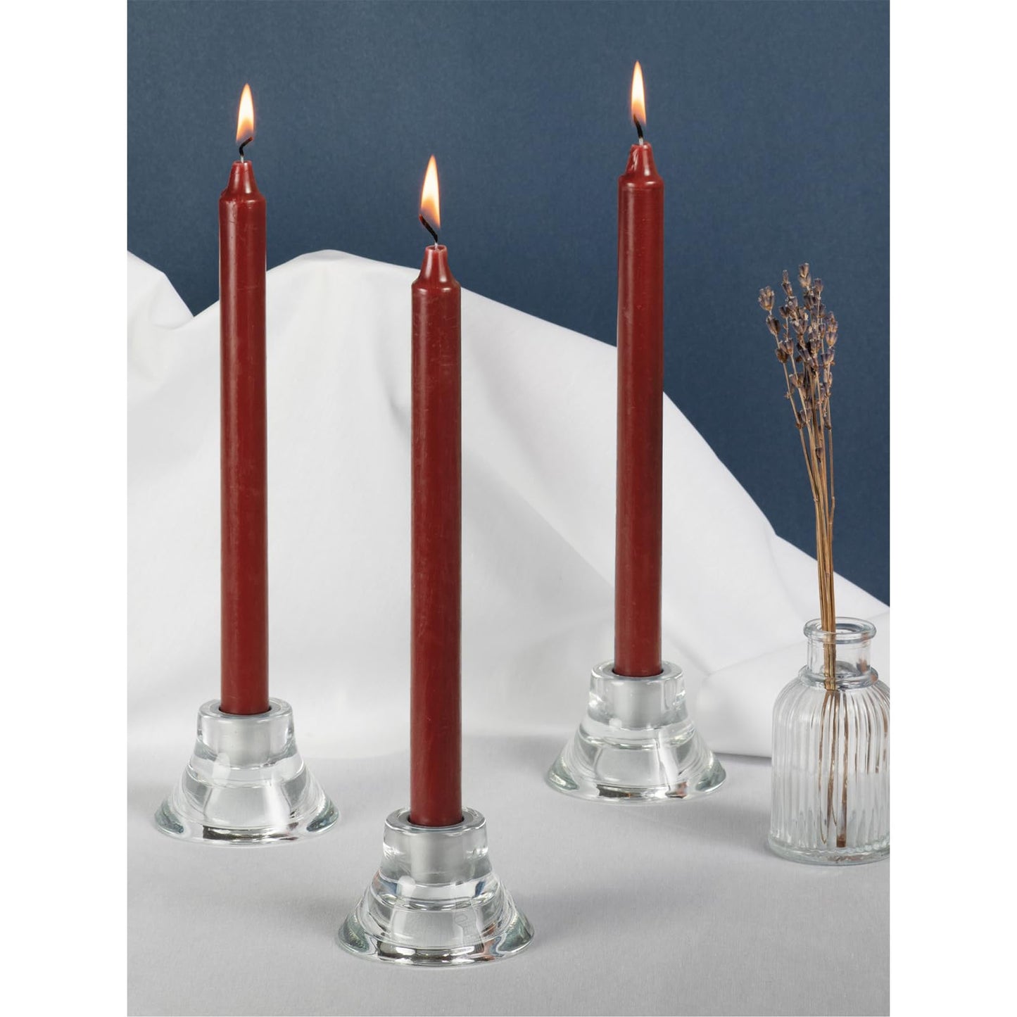 CANDWAX Bordeaux Taper Candles Pack of 4 - Slow Burning Dripless Unscented Straight Candles 10 inch - Ideal for Dinner Table - Smokeless Long Candlesticks