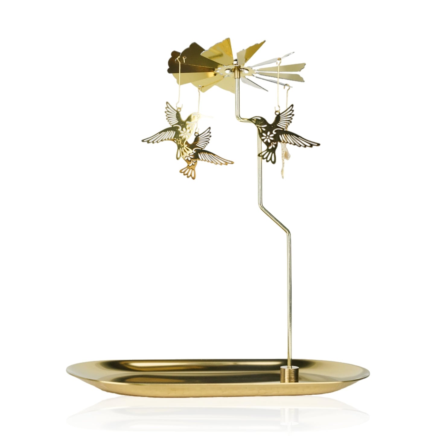 Rotary Candle Holder Hummingbird Gold Metal Spinning Tea Lights Candle Holder, Romantic Scandinavian Designed Candlestick Ornament for Wedding Party Christmas Festival Home Decor，Hummingbird