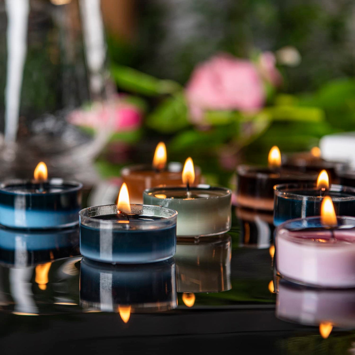 Sungmor Scented Tea Lights Candles - 32pcs Scented Candles in Clear Cups, Variety Pack - Long Lasting & Smokeless Soywax Tealight Candles - Small Votive Candle for Wedding, Parties, Festival