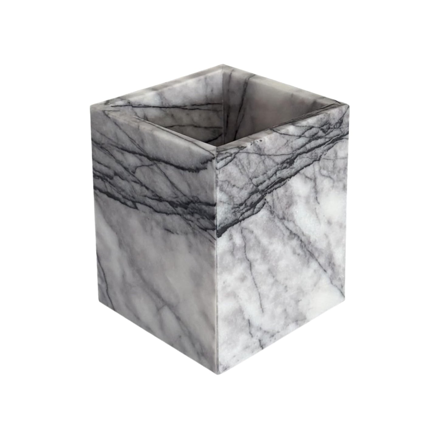 StonePlus Natural Marble Stone Square Storage Container Empty Vessel Holder Cup for Candle/Pens/Sundries items (Lilac Marble)