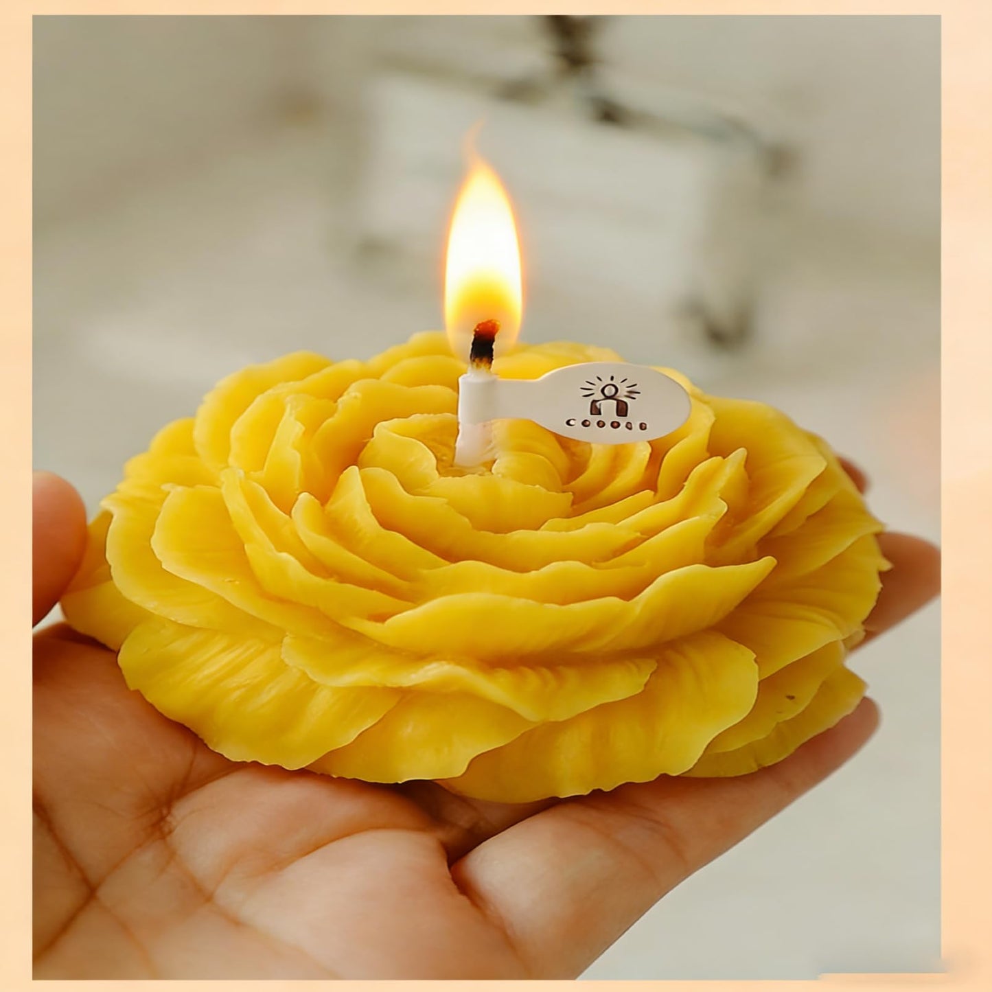 Scented Candles Set for Women Mom,4 Pack Aromatic Peony-Shaped Candle Ornament for Home,White Soy Candles for Living Room and Bedroom, Birthday Gifts Valentines Day Candle - English Pear and Freesia