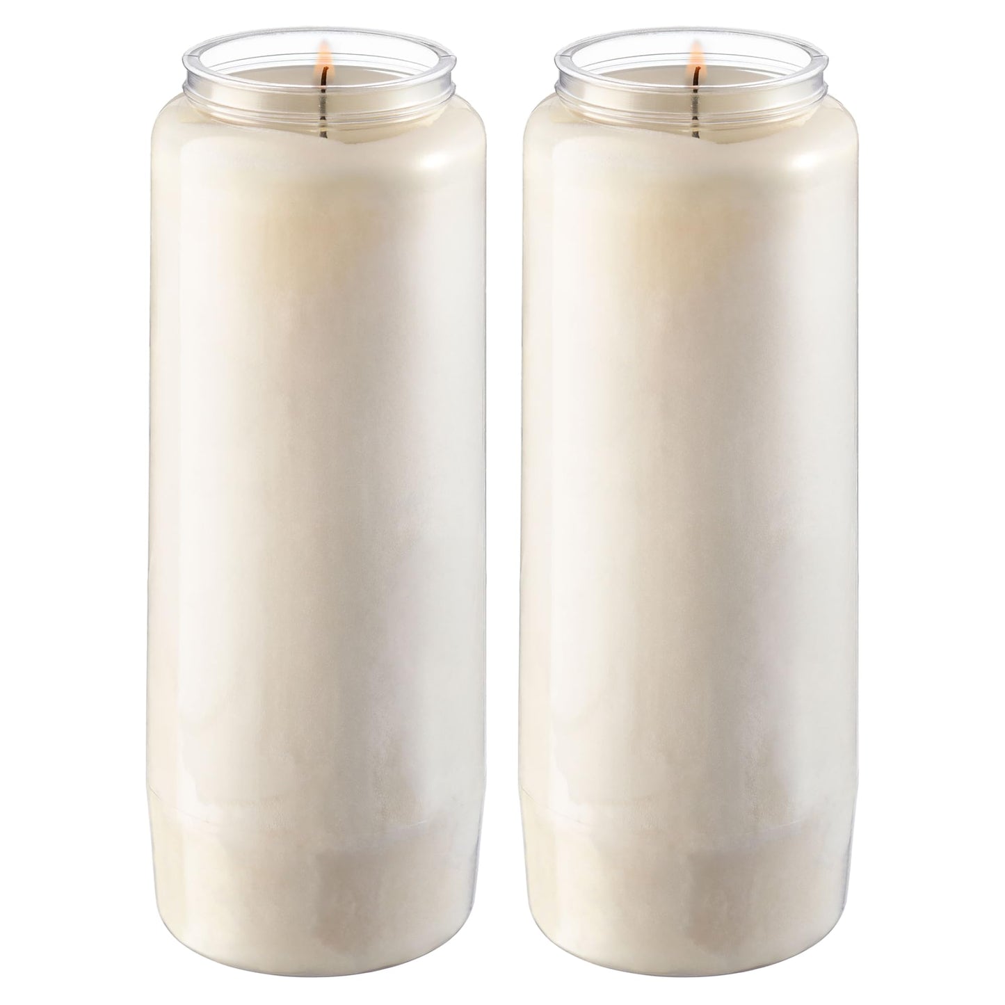 Rambue 9 Day Prayer Candles, 2 Pack - 7” White Memorial Candle for Shiva, Religious, Party, Emergency Candles - Long Burning Vegetable Wax in Plastic Jars
