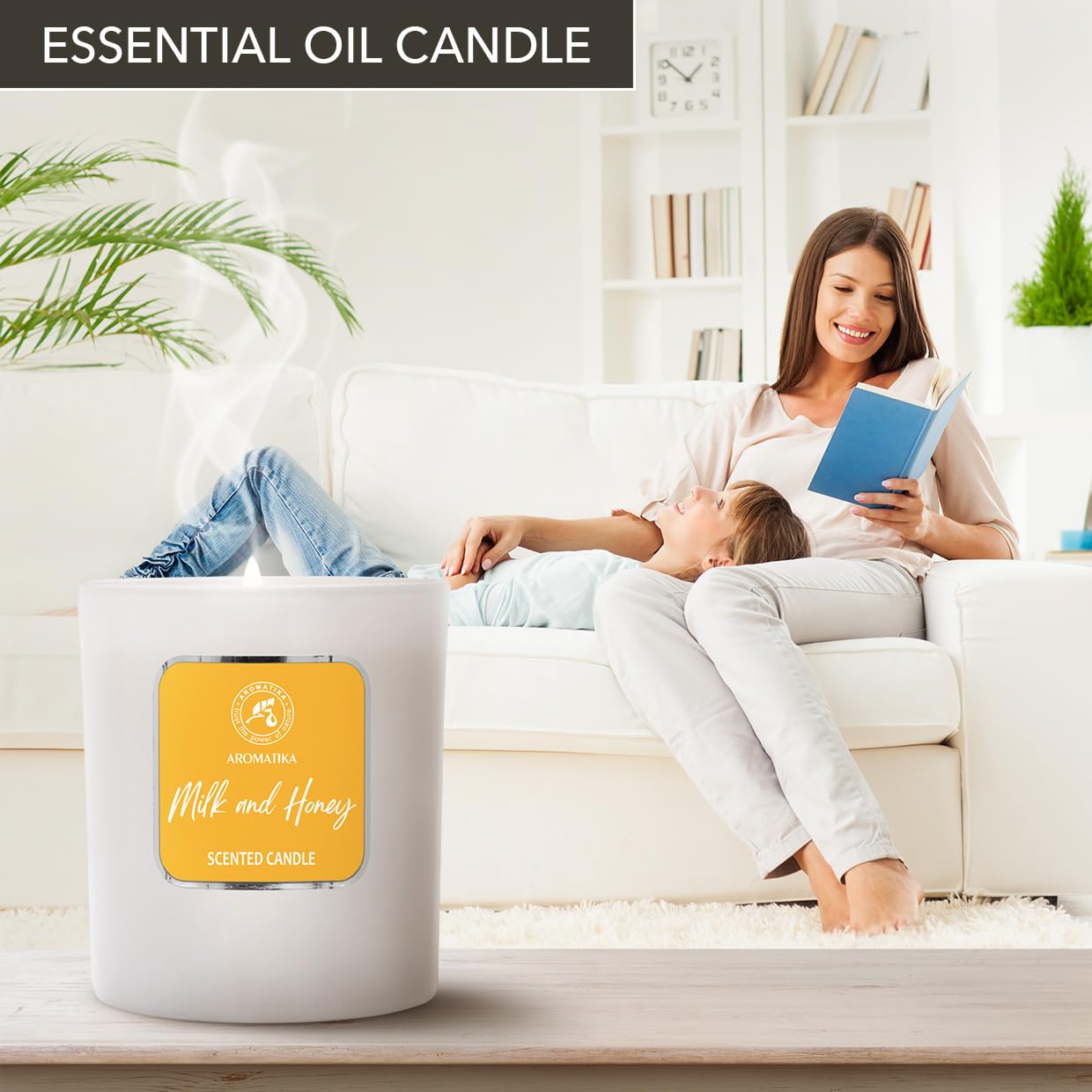 Milk & Honey Scented Candle – Aromatherapy Soy Wax, 200g – Up to 45 Hours Burn – Glass Jar for Home or Gift