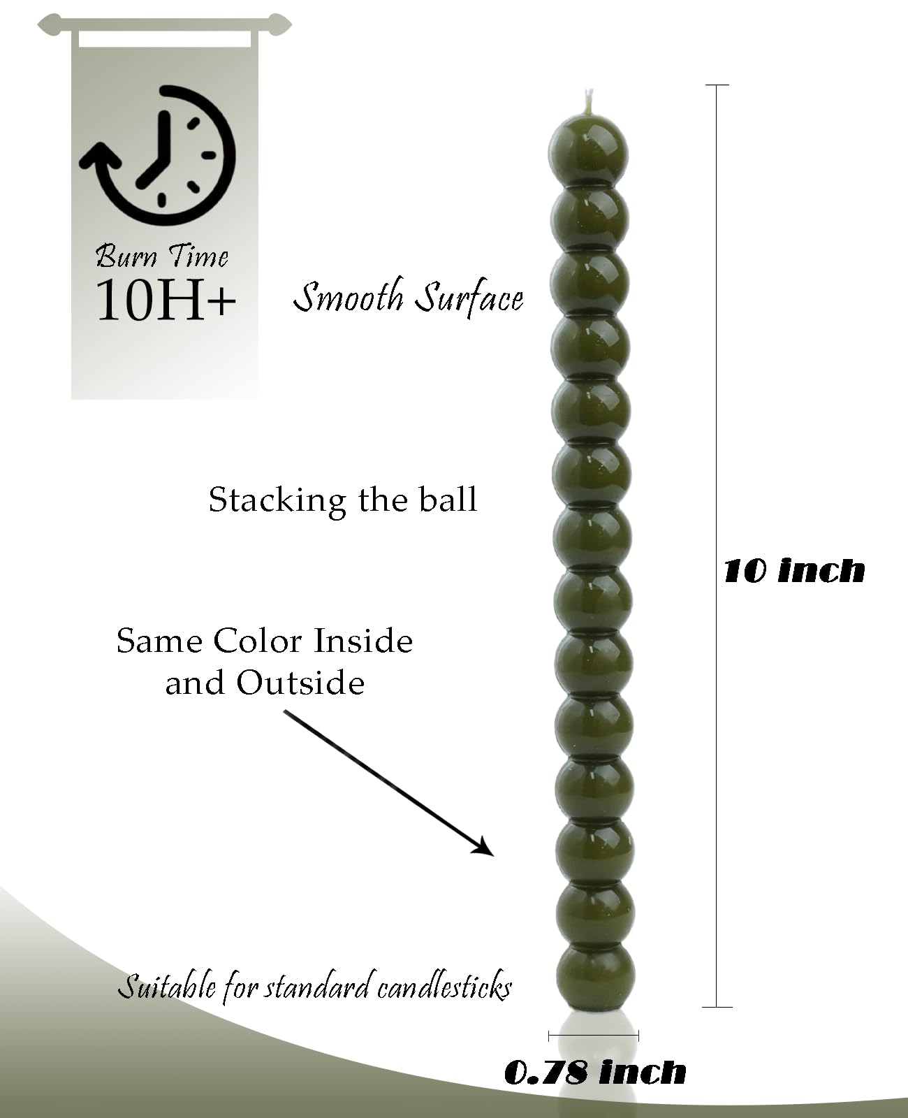 LPUSA Olive Spiral Taper Candles Twisted Candle Conical Stick Candles for Holiday Wedding Party Wax Unscented Dinner Candle Dripless,Christmas Gift H 10 Inch, 4pcs（Olive-C）