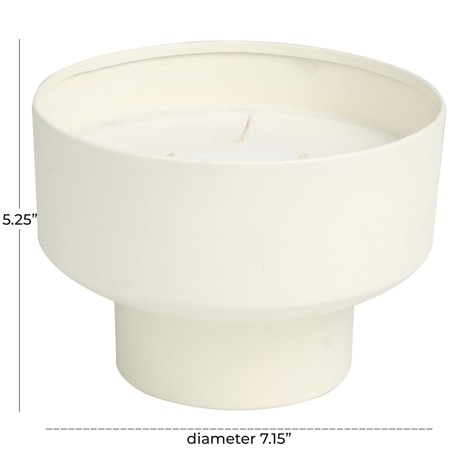 Deco 79 Metal Decorative Candle Cozy Cashmere Scented Matte 50 oz 3 Wick Aromatherapy Candle with White Wax, Wax Aromatherapy Candle 7" x 7" x 5", White