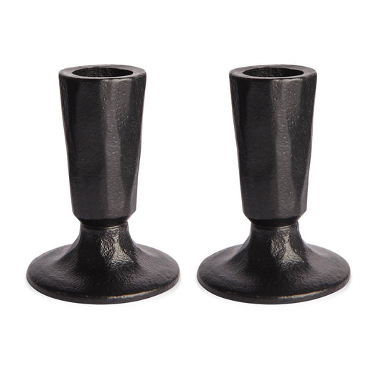 Mofunci Retro Iron Candlestick Holders Set of 2, Black Taper Candle Holders Heavy Weight, Perfect for Dining, Wedding, Party, Halloween Decor